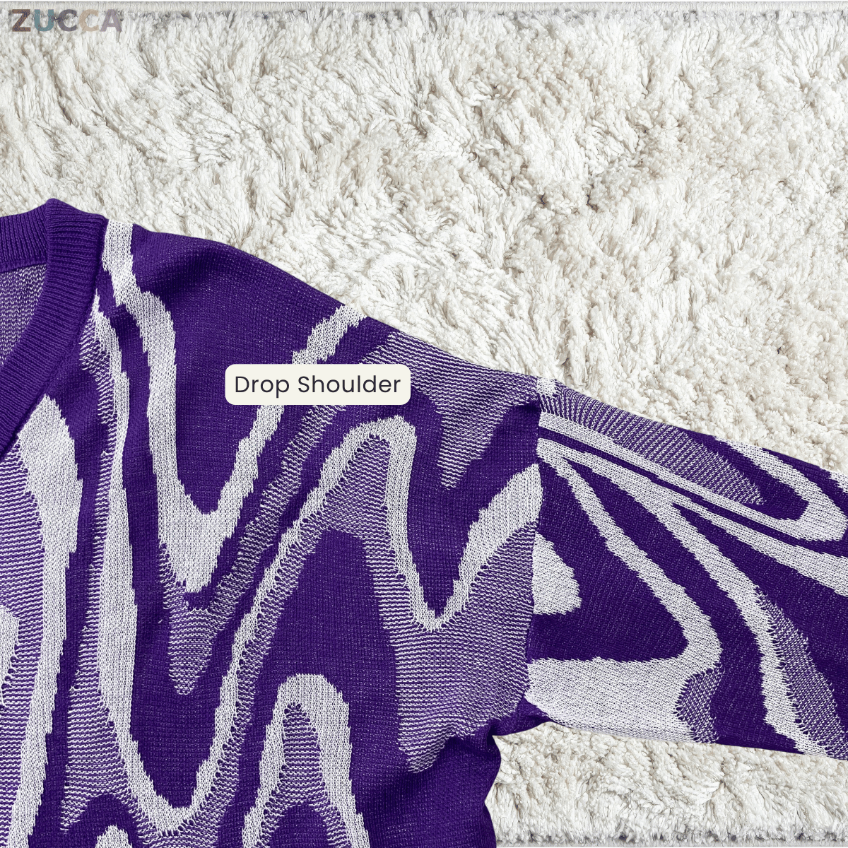 ZUCCA DEBBY WOMEN ABSTRACT WAVE KNIT SWEATER - GC001 (B1067)