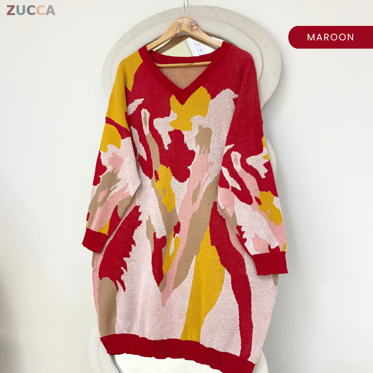 ZUCCA FARZANA ABSTRACT KNIT COZY SWEATSHIRT - GC002 (B1066)