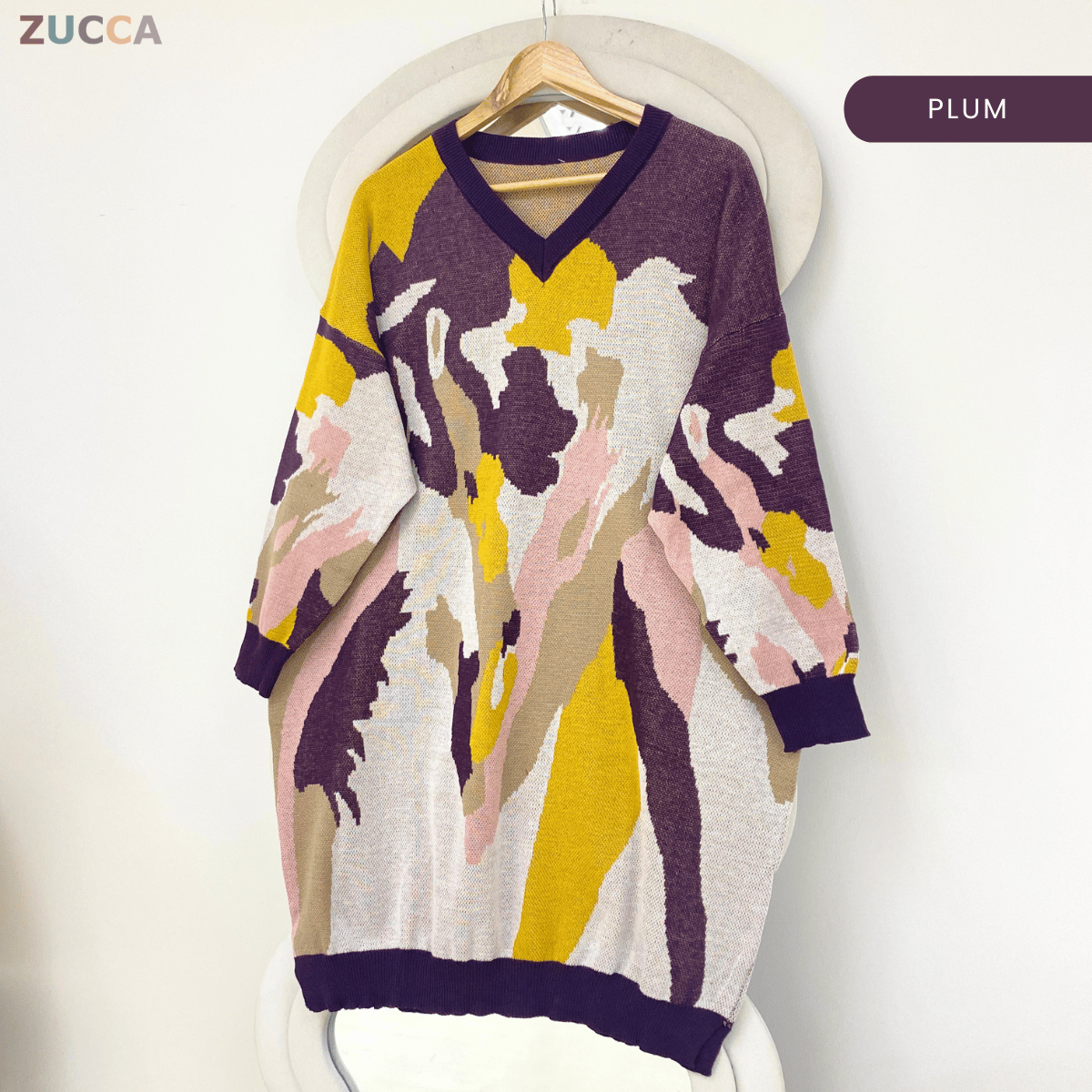 ZUCCA FARZANA ABSTRACT KNIT COZY SWEATSHIRT - GC002 (B1066)