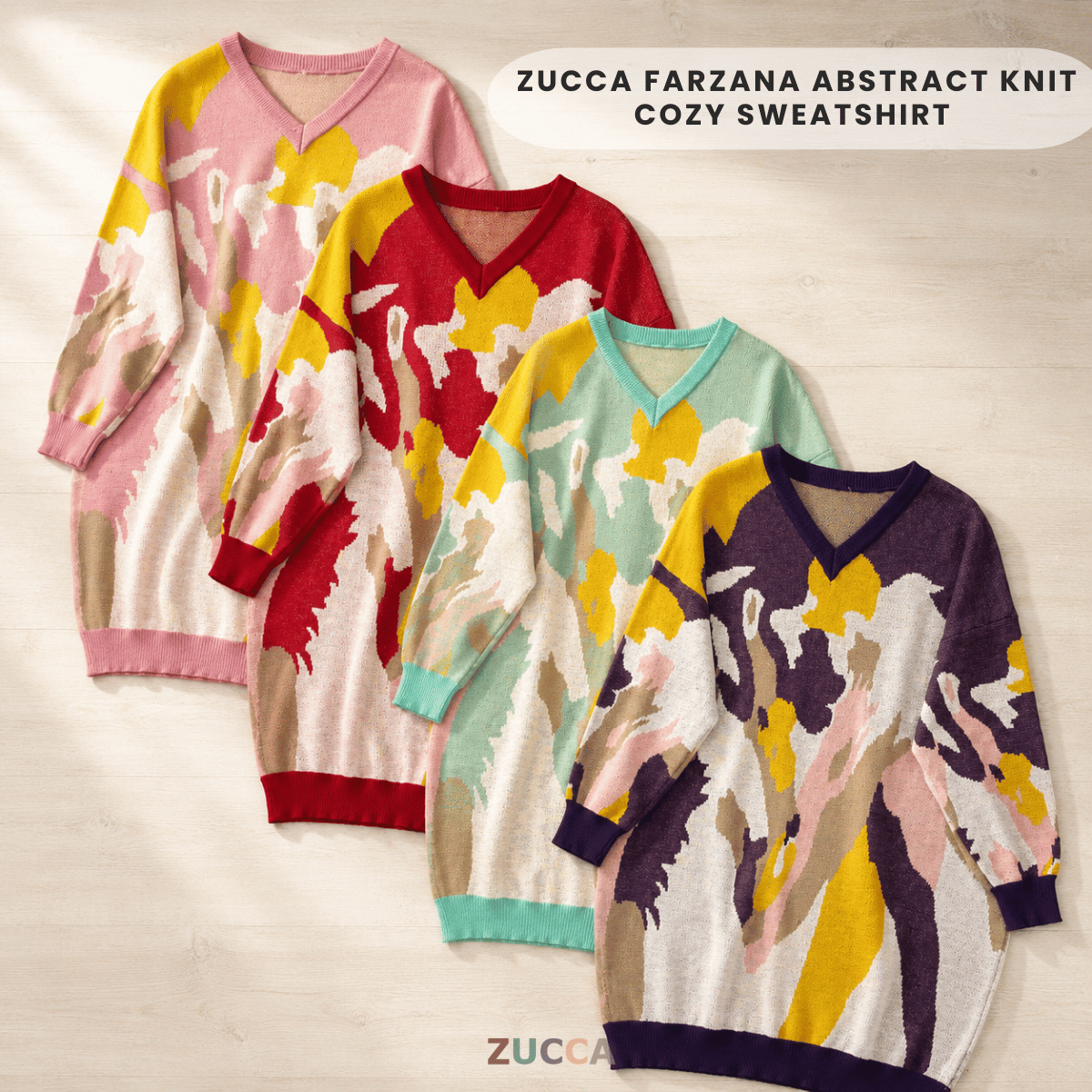 ZUCCA FARZANA ABSTRACT KNIT COZY SWEATSHIRT - GC002 (B1066)