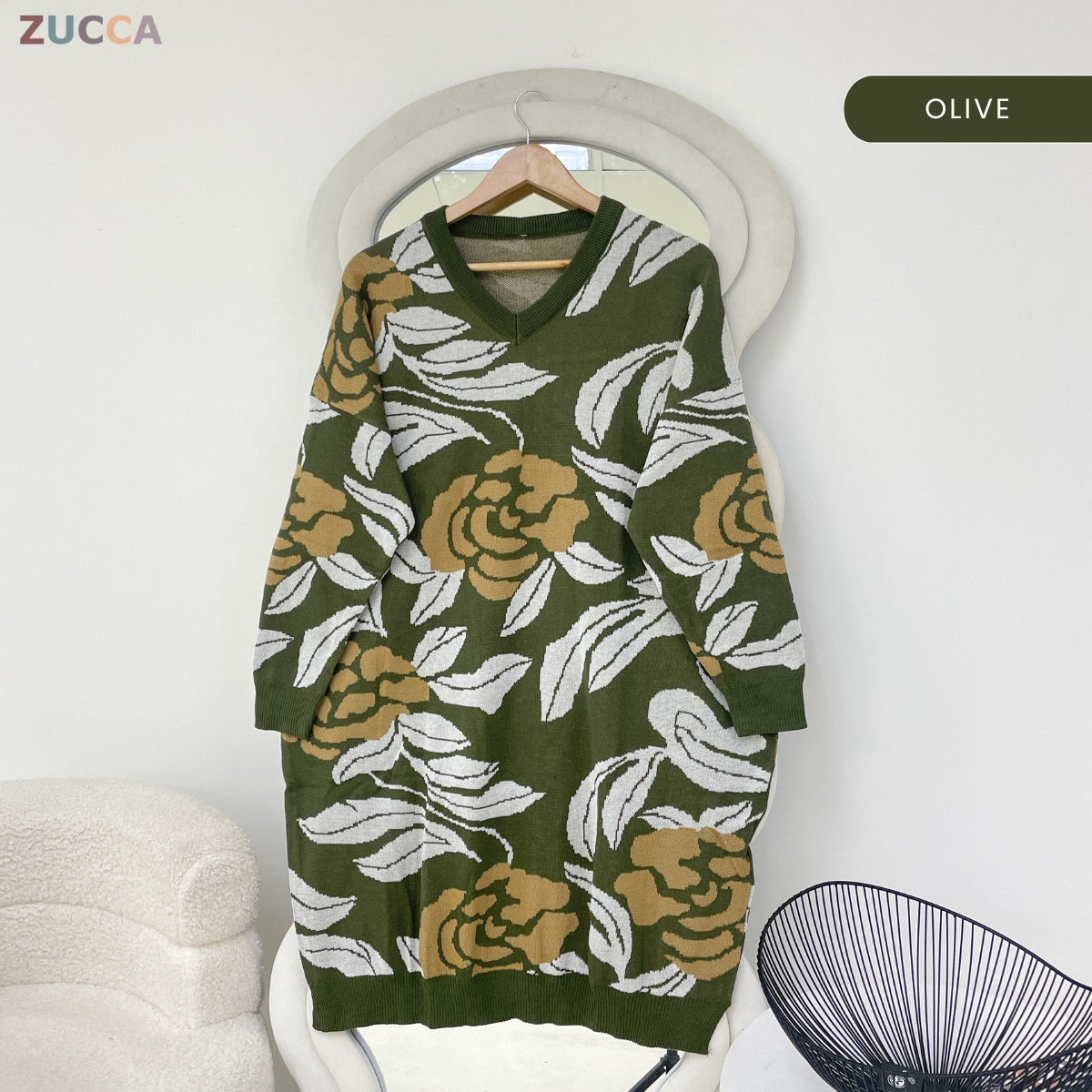 ZUCCA FRIDA WOMEN FLOWER ABSTRACT WAVE KNIT SWEATER - GC003 (B1068)
