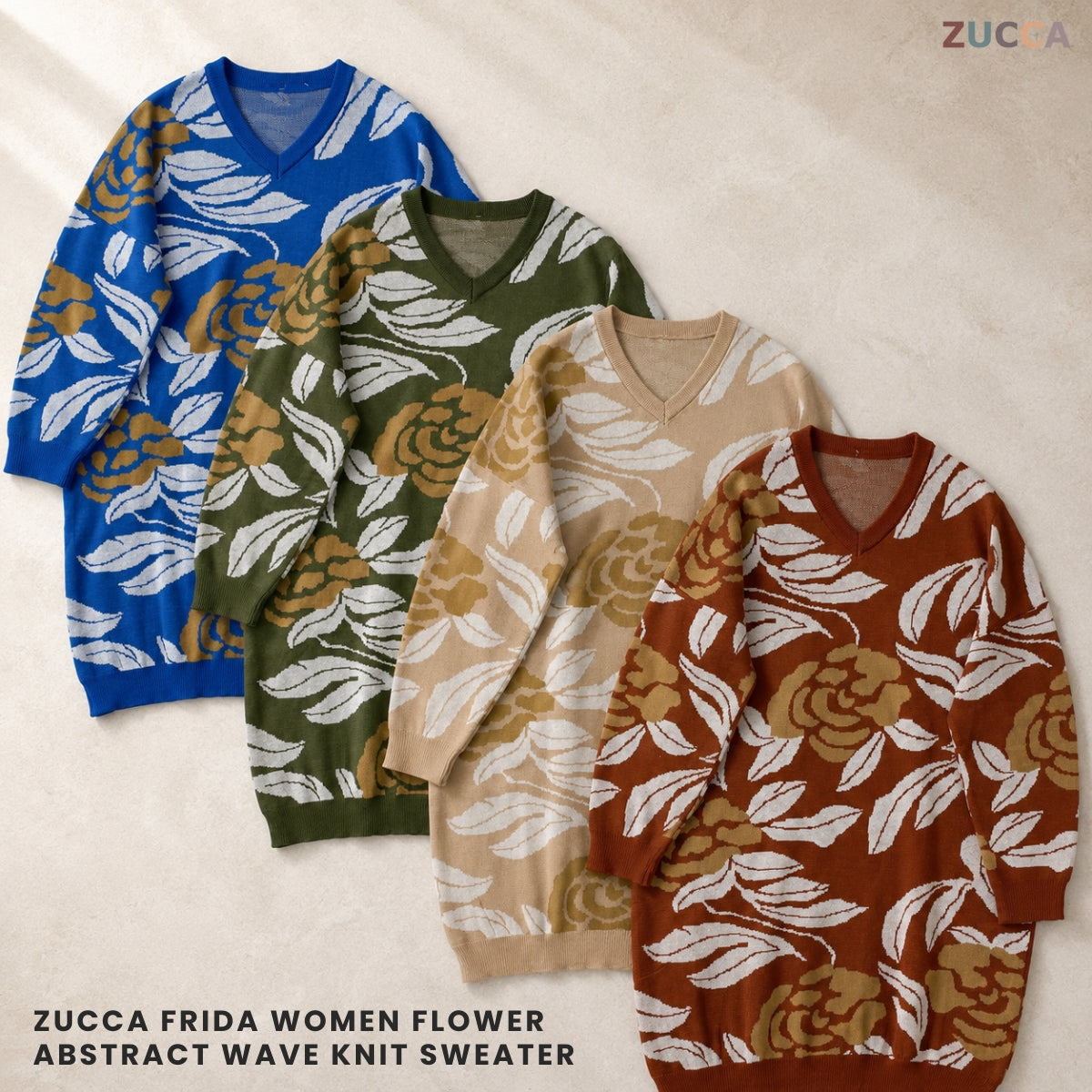 ZUCCA FRIDA WOMEN FLOWER ABSTRACT WAVE KNIT SWEATER - GC003 (B1068)