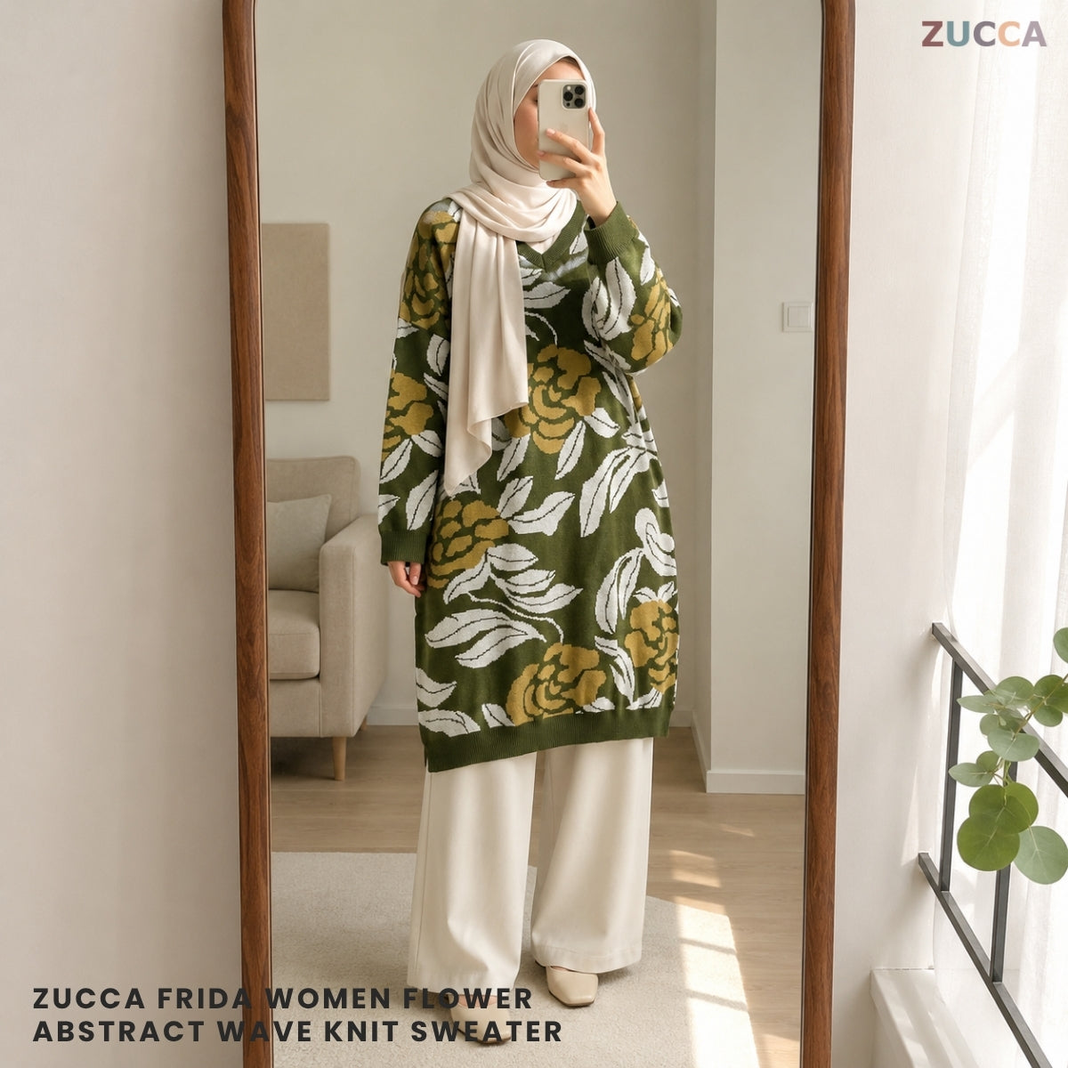 ZUCCA FRIDA WOMEN FLOWER ABSTRACT WAVE KNIT SWEATER - GC003 (B1068)
