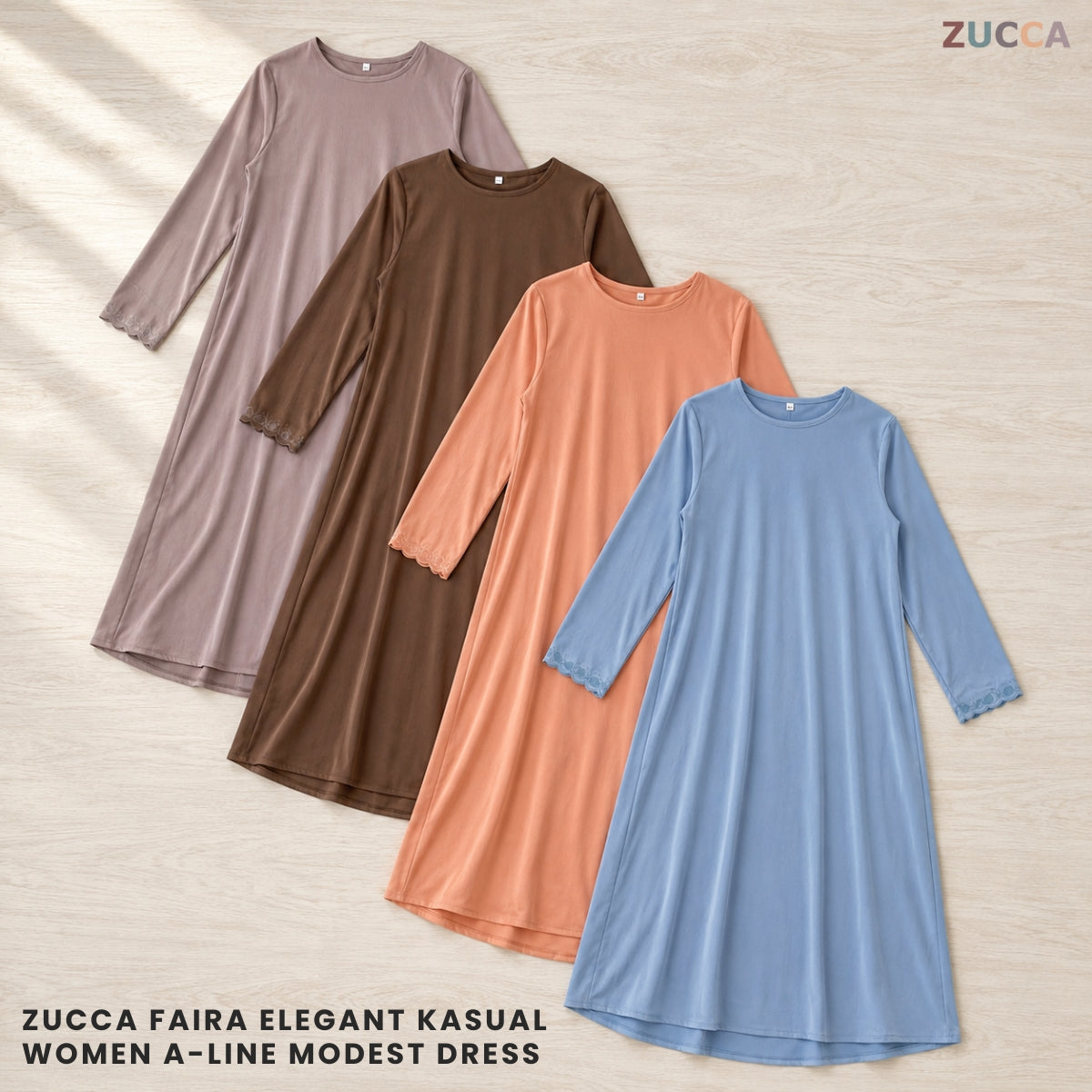 ZUCCA FAIRA ELEGANT KASUAL WOMEN A-LINE MODEST DRESS - GC004 (KT1047)