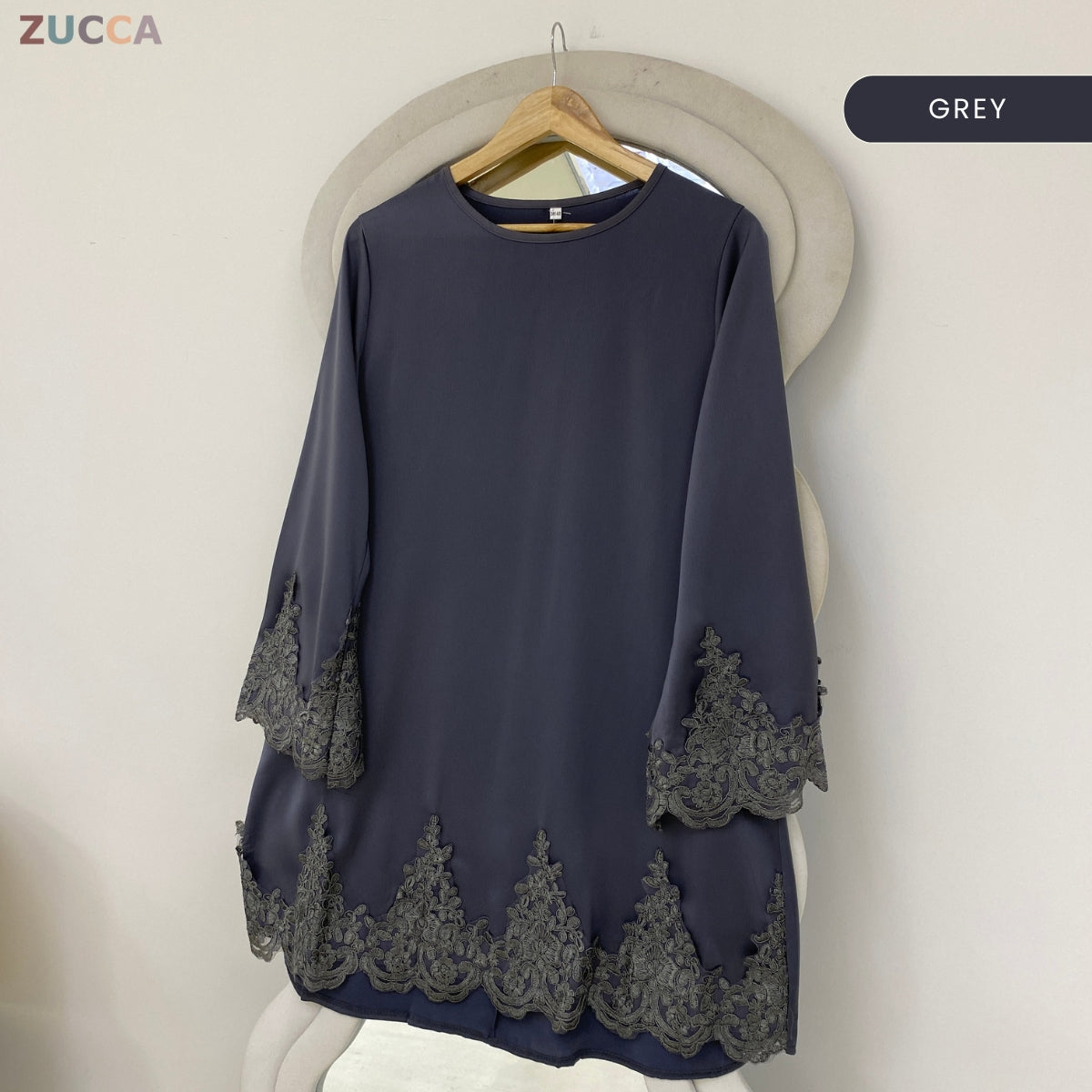 ZUCCA AMELIA PREMIUM LACE SLEEVE KASUAL WOMEN MODEST TOP - GC008 (ST1040)