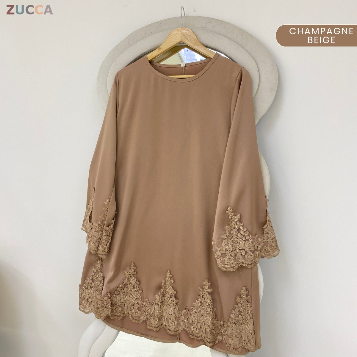ZUCCA AMELIA PREMIUM LACE SLEEVE KASUAL WOMEN MODEST TOP - GC008 (ST1040)