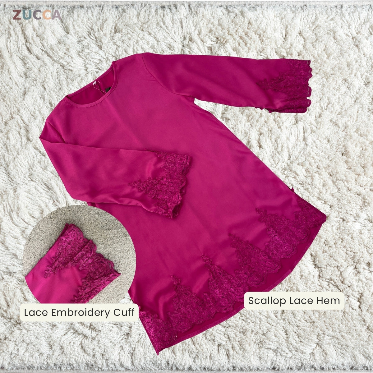 ZUCCA AMELIA PREMIUM LACE SLEEVE KASUAL WOMEN MODEST TOP - GC008 (ST1040)