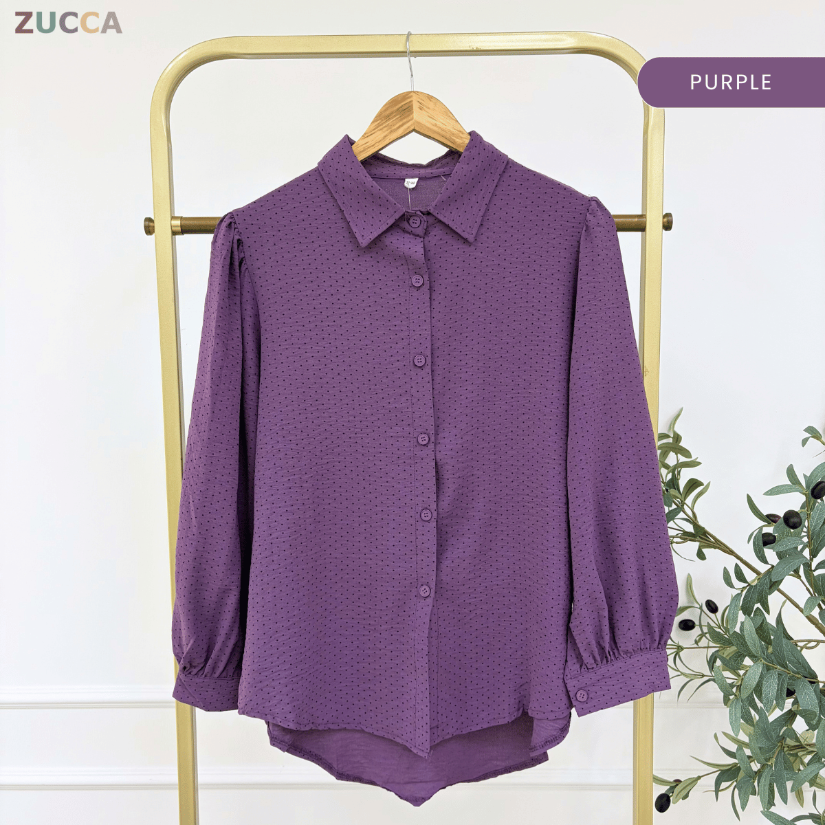 ZUCCA LULU CASUAL POLKA DOT PUFF SLEEVE BLOUSE- GC009 GC010 KS472
