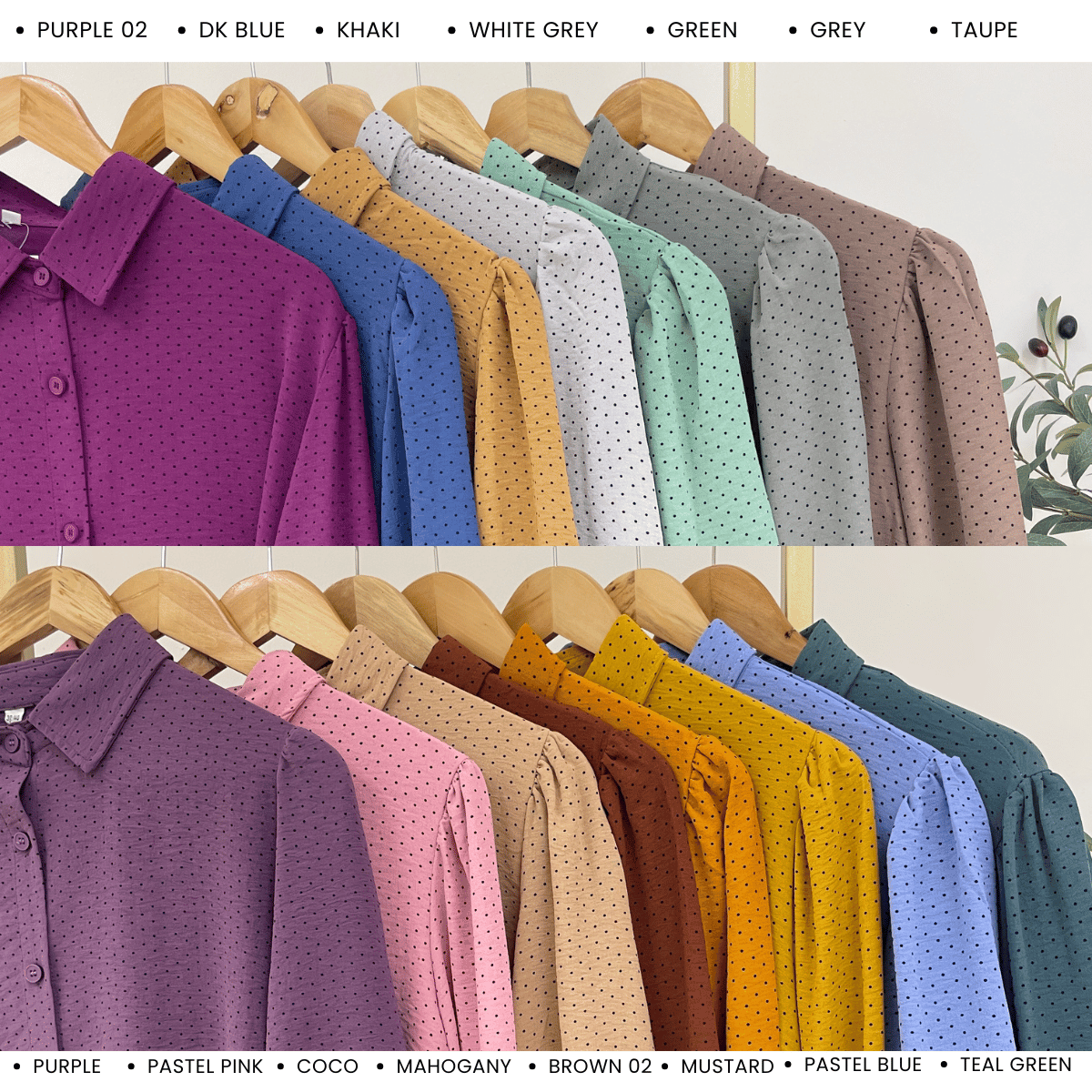 ZUCCA LULU CASUAL POLKA DOT PUFF SLEEVE BLOUSE- GC009 GC010 KS472