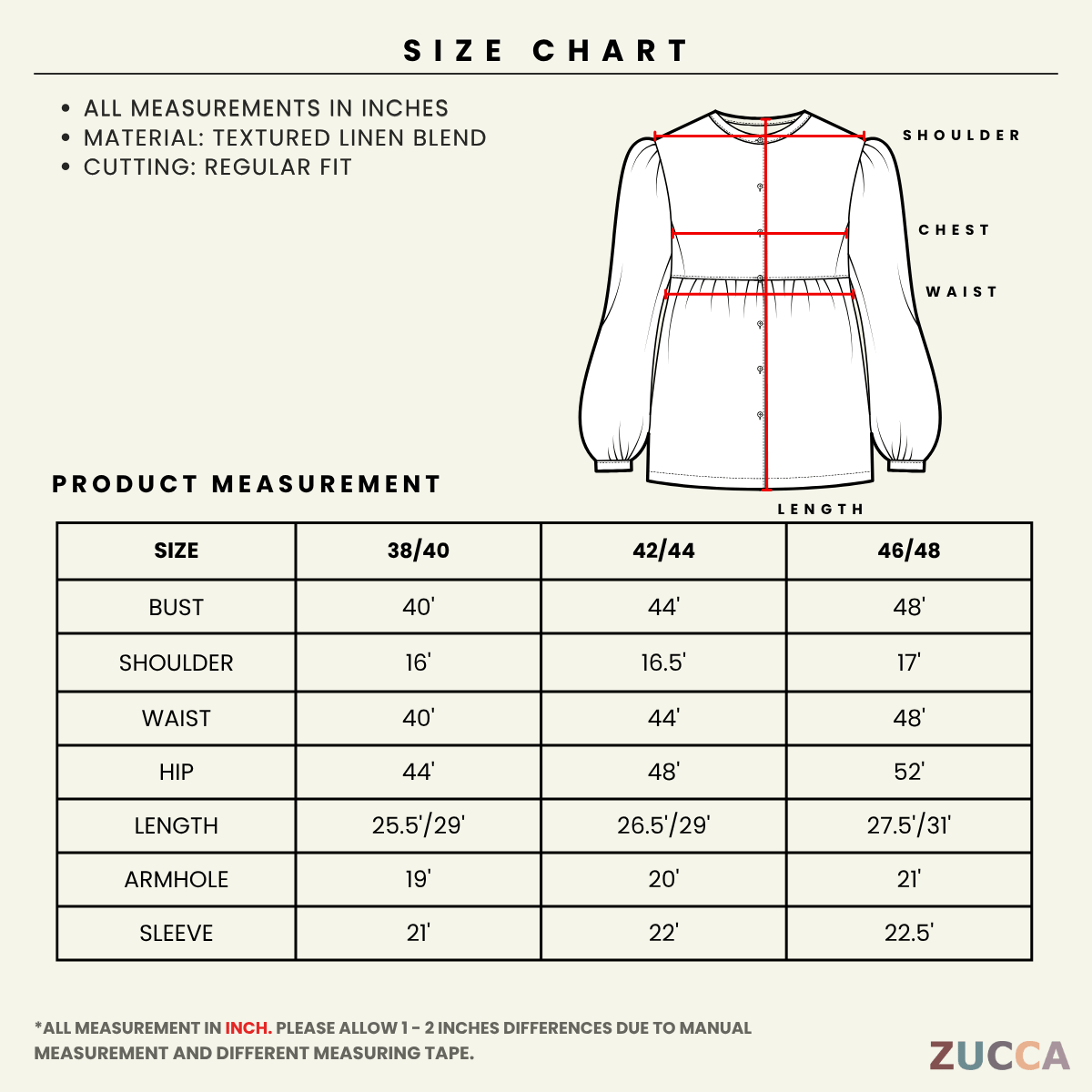 ZUCCA LULU CASUAL POLKA DOT PUFF SLEEVE BLOUSE- GC009 GC010 KS472