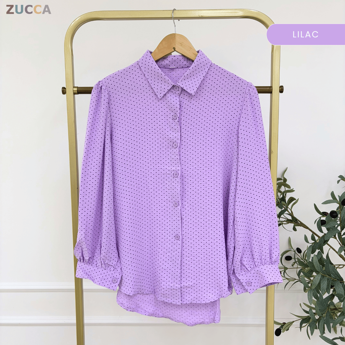 ZUCCA LULU CASUAL POLKA DOT PUFF SLEEVE BLOUSE- GC009 GC010 KS472