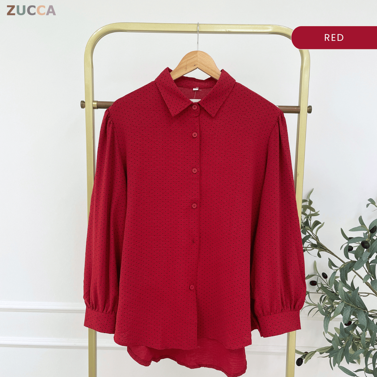 ZUCCA LULU CASUAL POLKA DOT PUFF SLEEVE BLOUSE- GC009 GC010 KS472