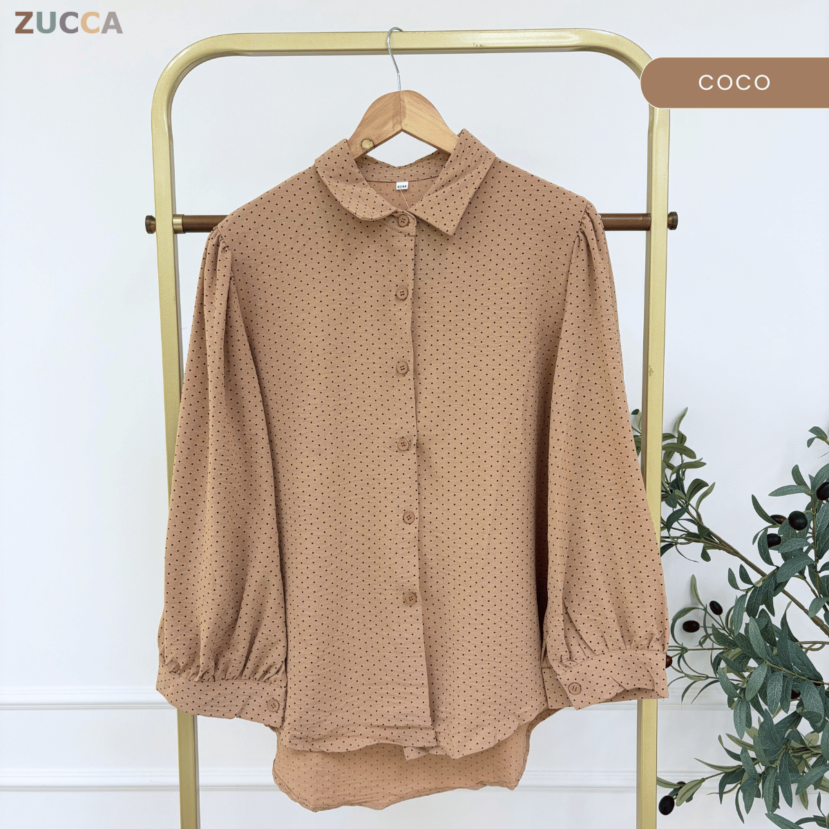 ZUCCA LULU CASUAL POLKA DOT PUFF SLEEVE BLOUSE- GC009 GC010 KS472