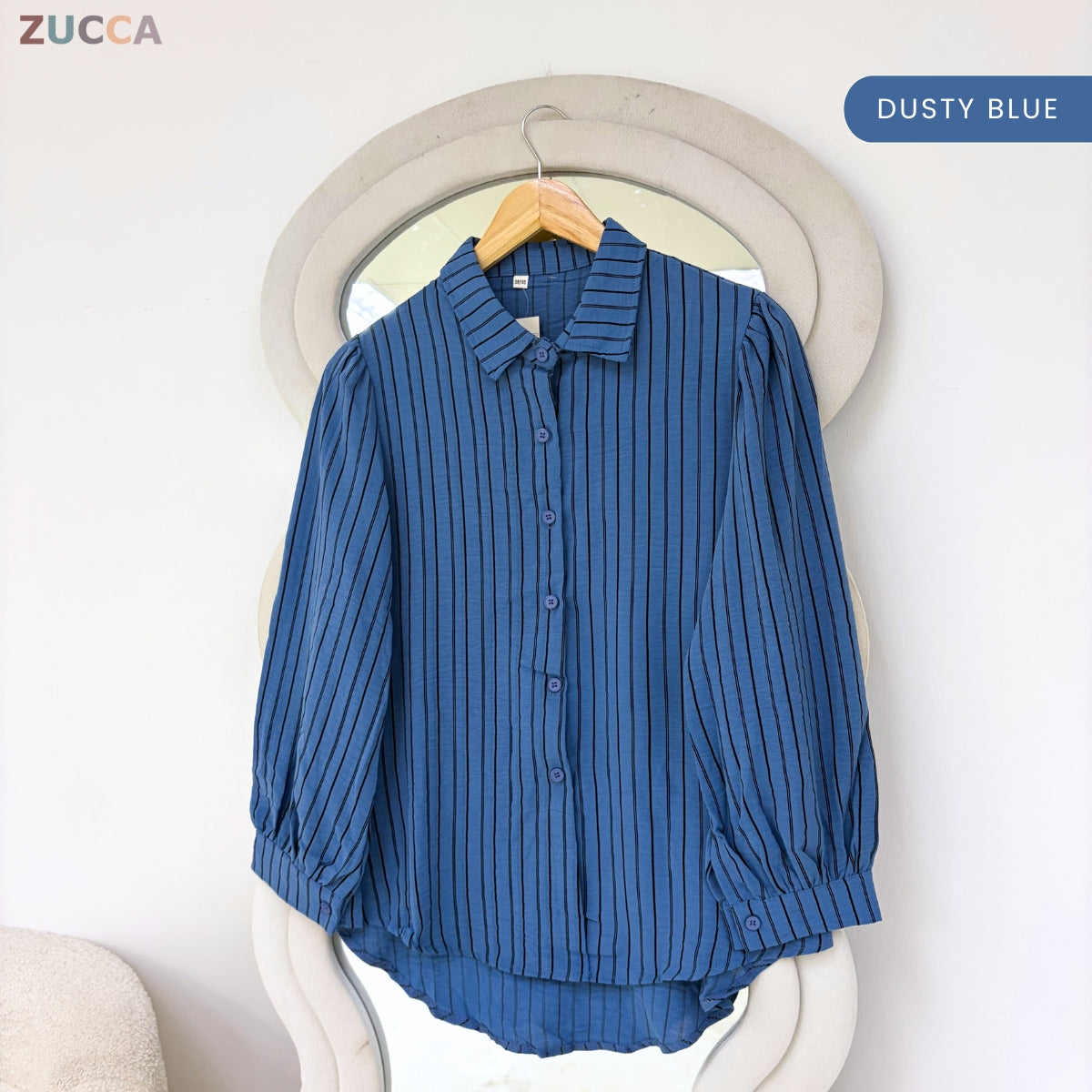 ZUCCA GILIAN MODEST STRIPED LONG SLEEVE BLOUSE - GC011