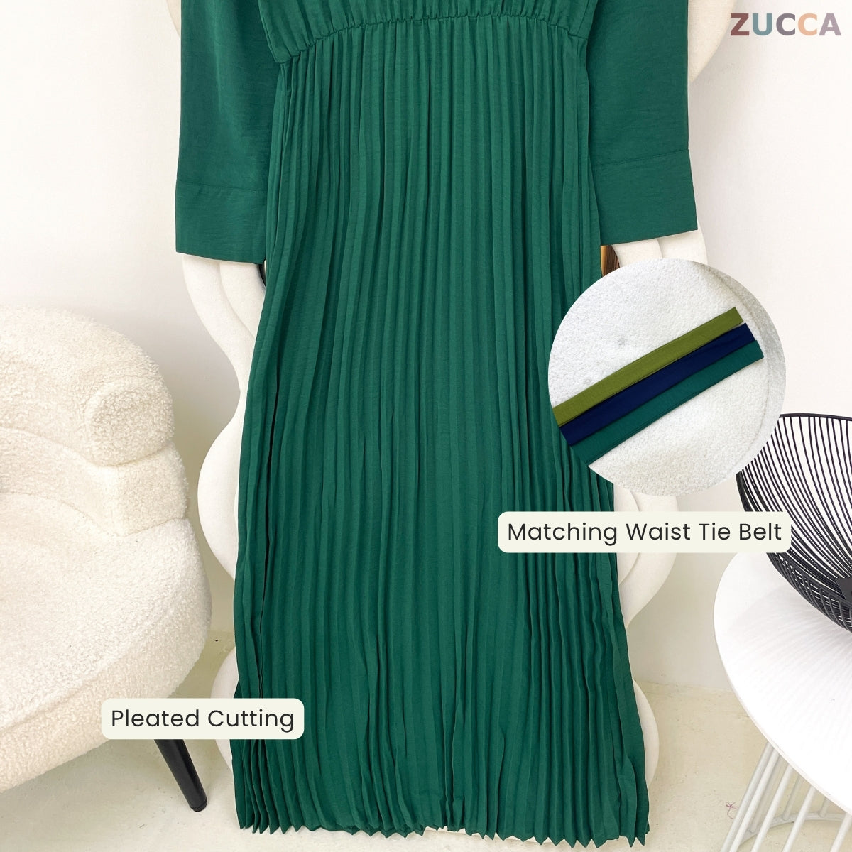 ZUCCA FREYA ELEGANT KASUAL WOMEN A-LINE PLEATED DRESS - GC012 (41708)