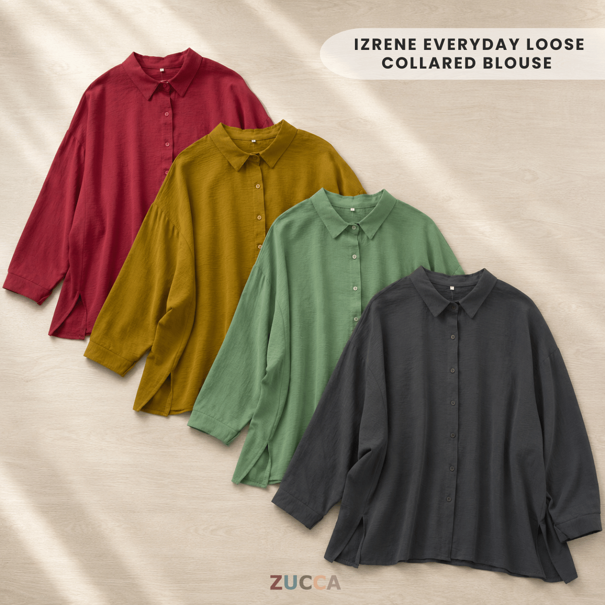 ZUCCA IZRENE EVERYDAY LOOSE COLLARED BLOUSE - GC014 (XF7379)