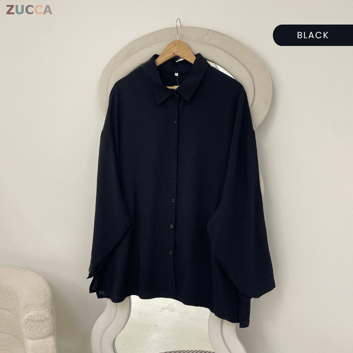 ZUCCA IZRENE EVERYDAY LOOSE COLLARED BLOUSE - GC014 (XF7379)