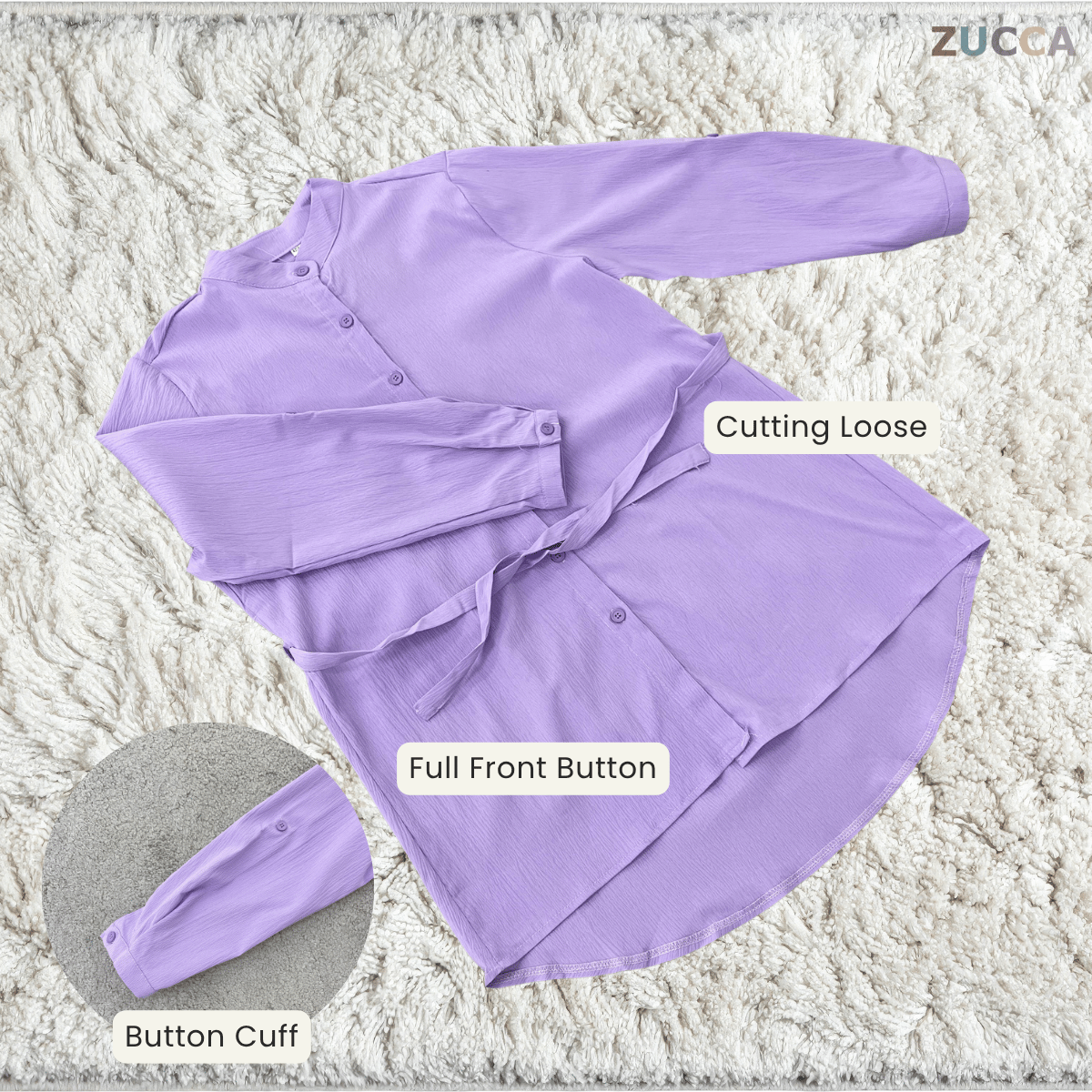 ZUCCA SHINA TEXTURED TIE BLOUSE - GC017 (KS474-3840)