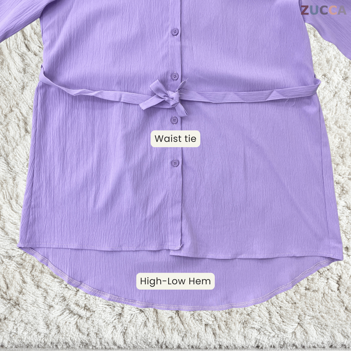 ZUCCA SHINA TEXTURED TIE BLOUSE - GC017 (KS474-3840)