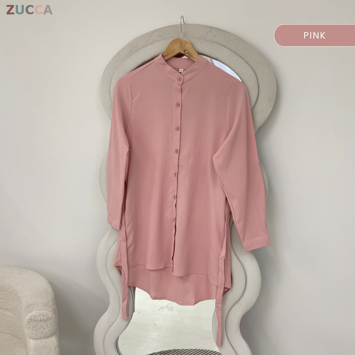 ZUCCA SHINA TEXTURED TIE BLOUSE - GC017 (KS474-3840)