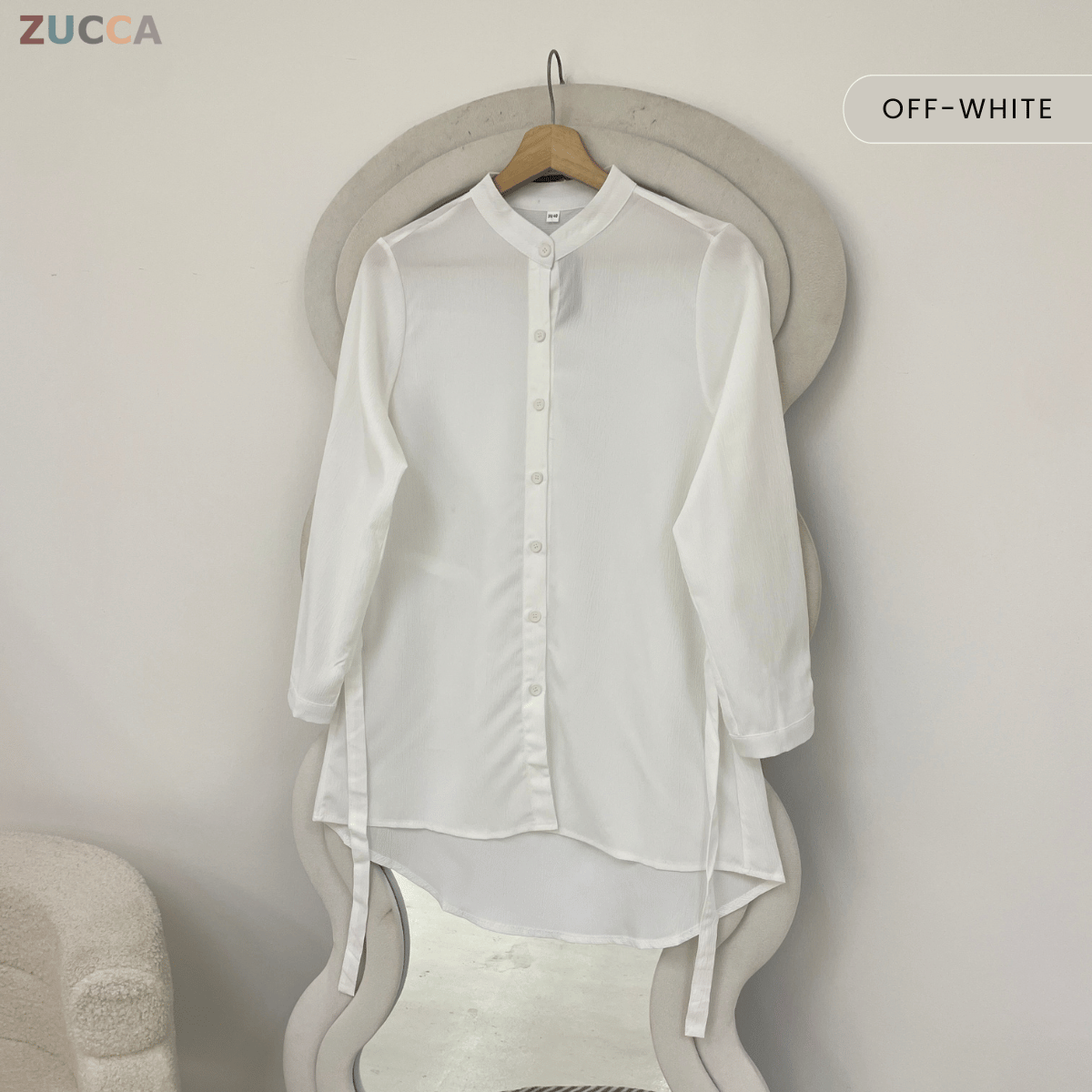 ZUCCA SHINA TEXTURED TIE BLOUSE - GC017 (KS474-3840)