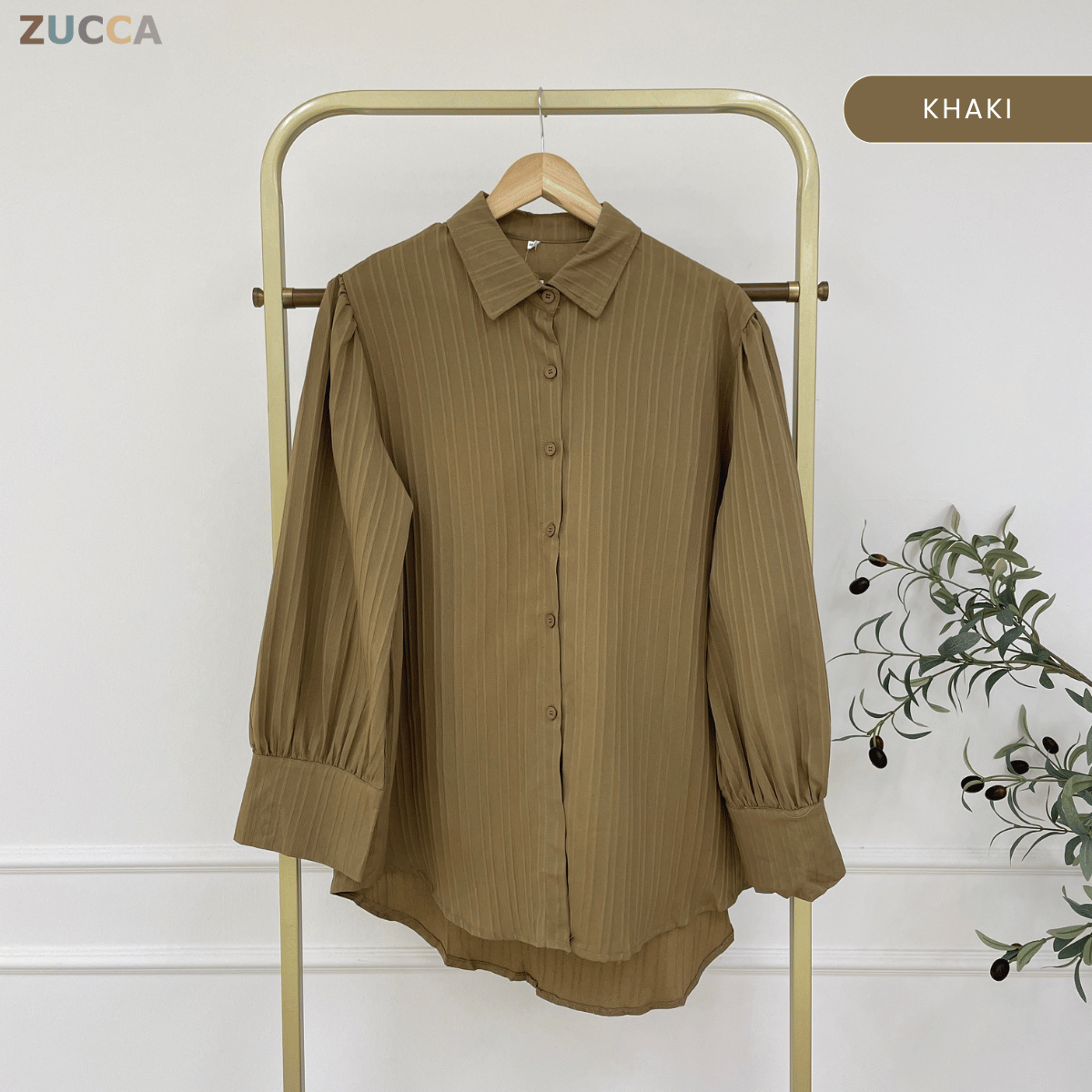 ZUCCA ELSA CLASSY STRIPED BUTTON BLOUSE-GC018(KS1013)