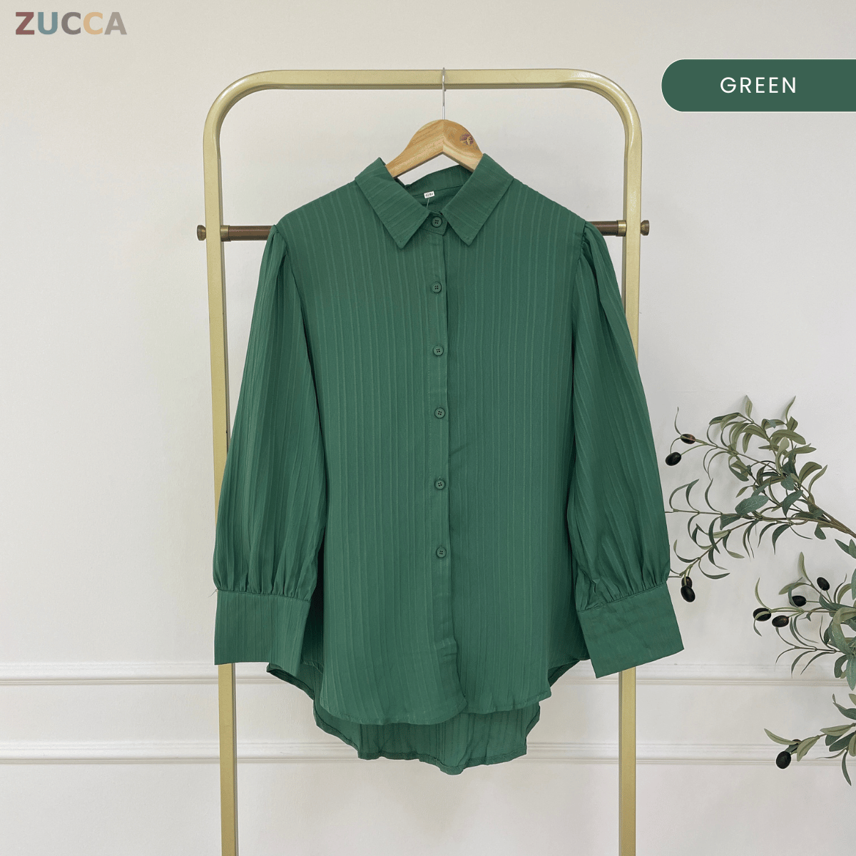 ZUCCA ELSA CLASSY STRIPED BUTTON BLOUSE-GC018(KS1013)