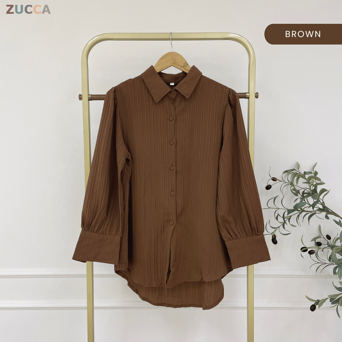 ZUCCA ELSA CLASSY STRIPED BUTTON BLOUSE-GC018(KS1013)