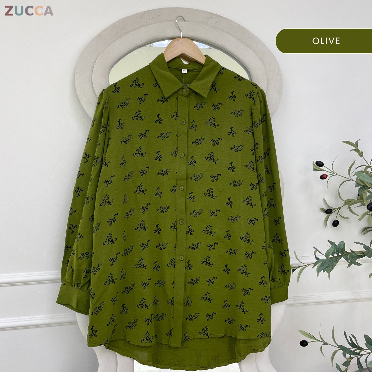 ZUCCA ERINA WOMEN PRINTED FULL BUTTON LONG SLEEVE BLOUSE - GC020 (KS8808-3840)