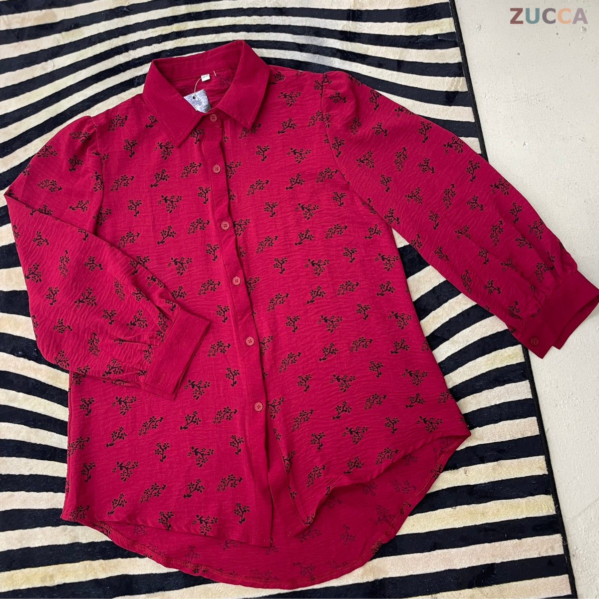 ZUCCA ERINA WOMEN PRINTED FULL BUTTON LONG SLEEVE BLOUSE - GC020 (KS8808-3840)