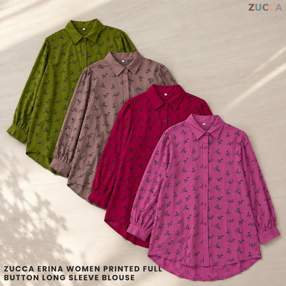 ZUCCA ERINA WOMEN PRINTED FULL BUTTON LONG SLEEVE BLOUSE - GC020 (KS8808-3840)