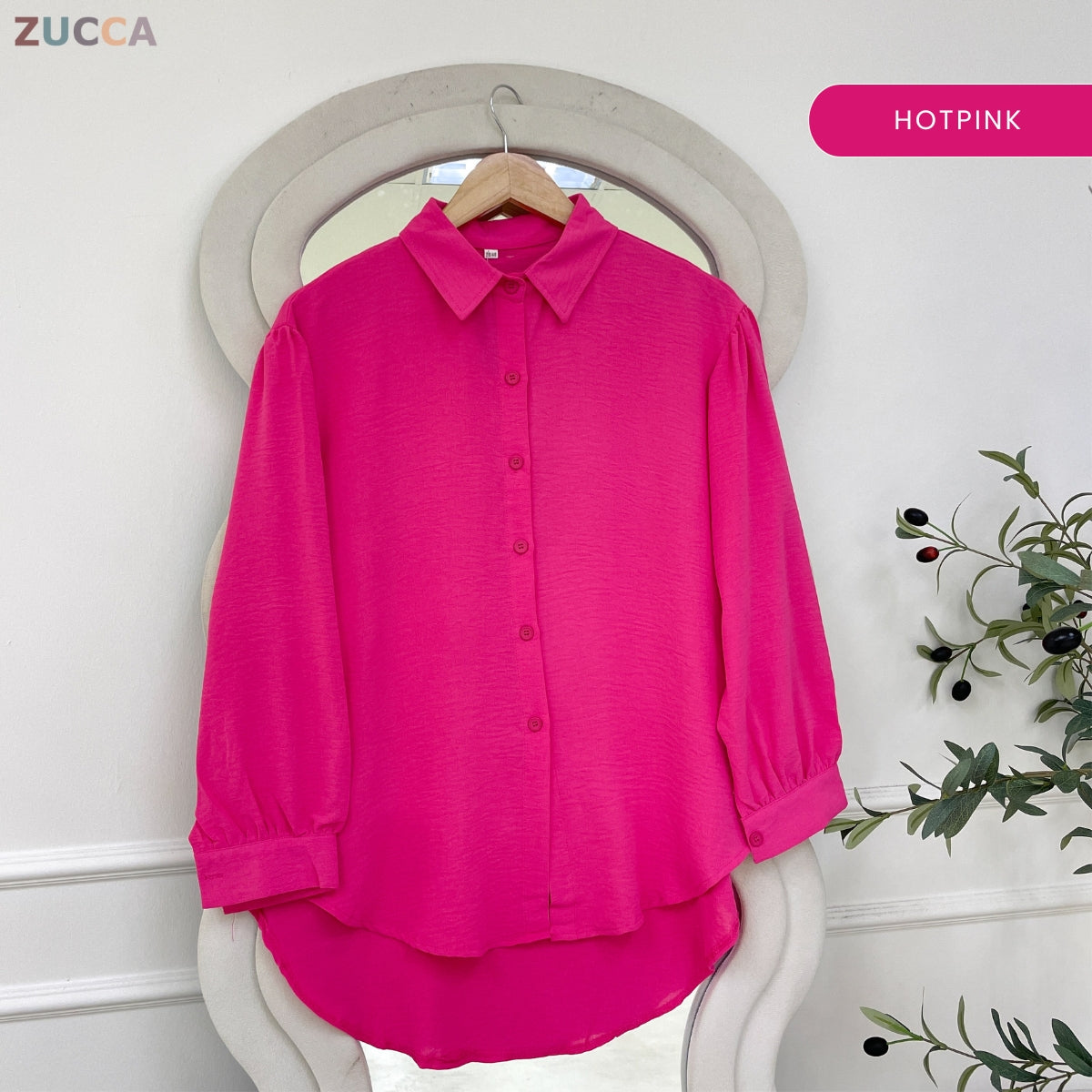ZUCCA KASHFIA WOMEN PLAIN FULL BUTTON LONG SLEEVE BLOUSE - GC021 (KS8816-3840)