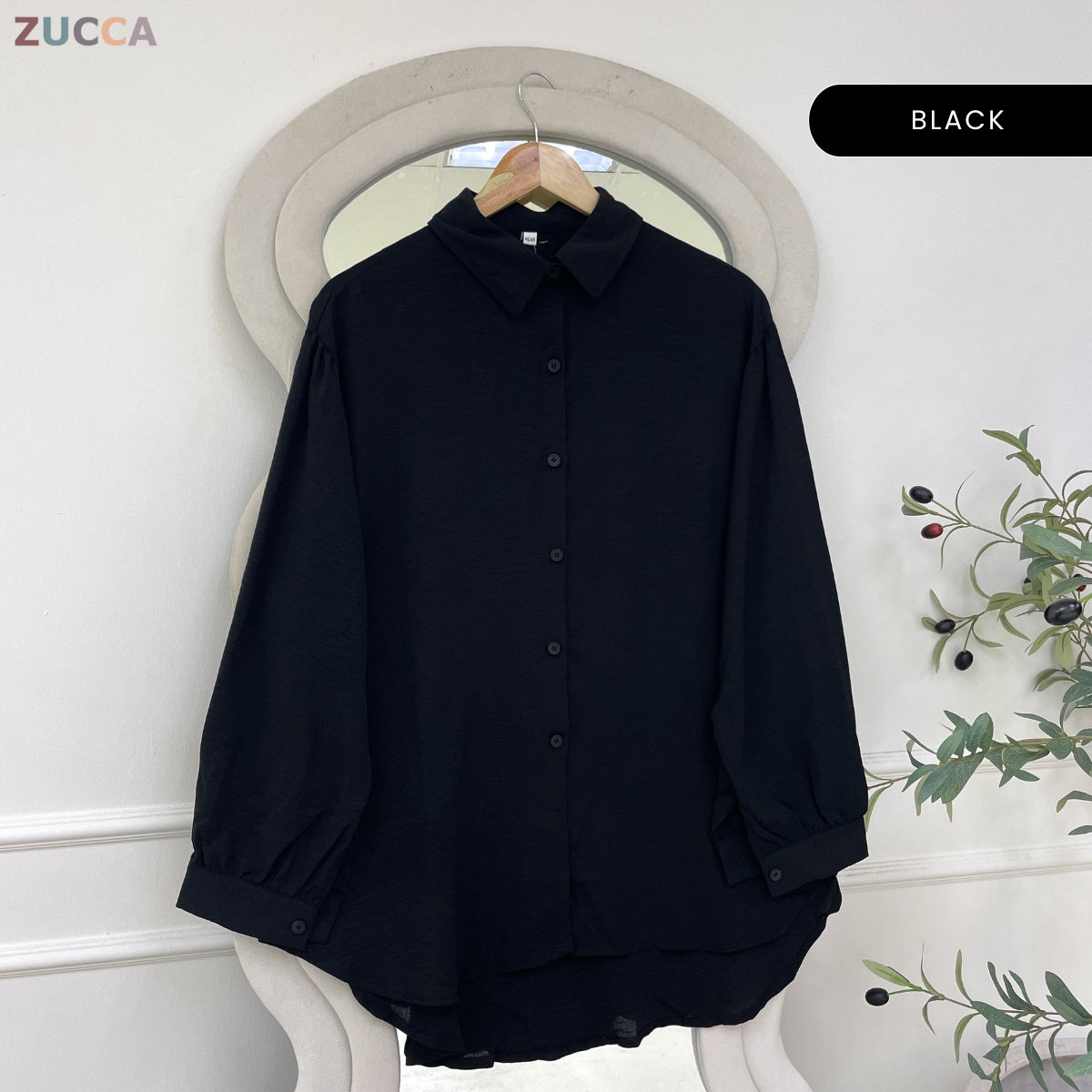 ZUCCA KASHFIA WOMEN PLAIN FULL BUTTON LONG SLEEVE BLOUSE - GC021 (KS8816-3840)