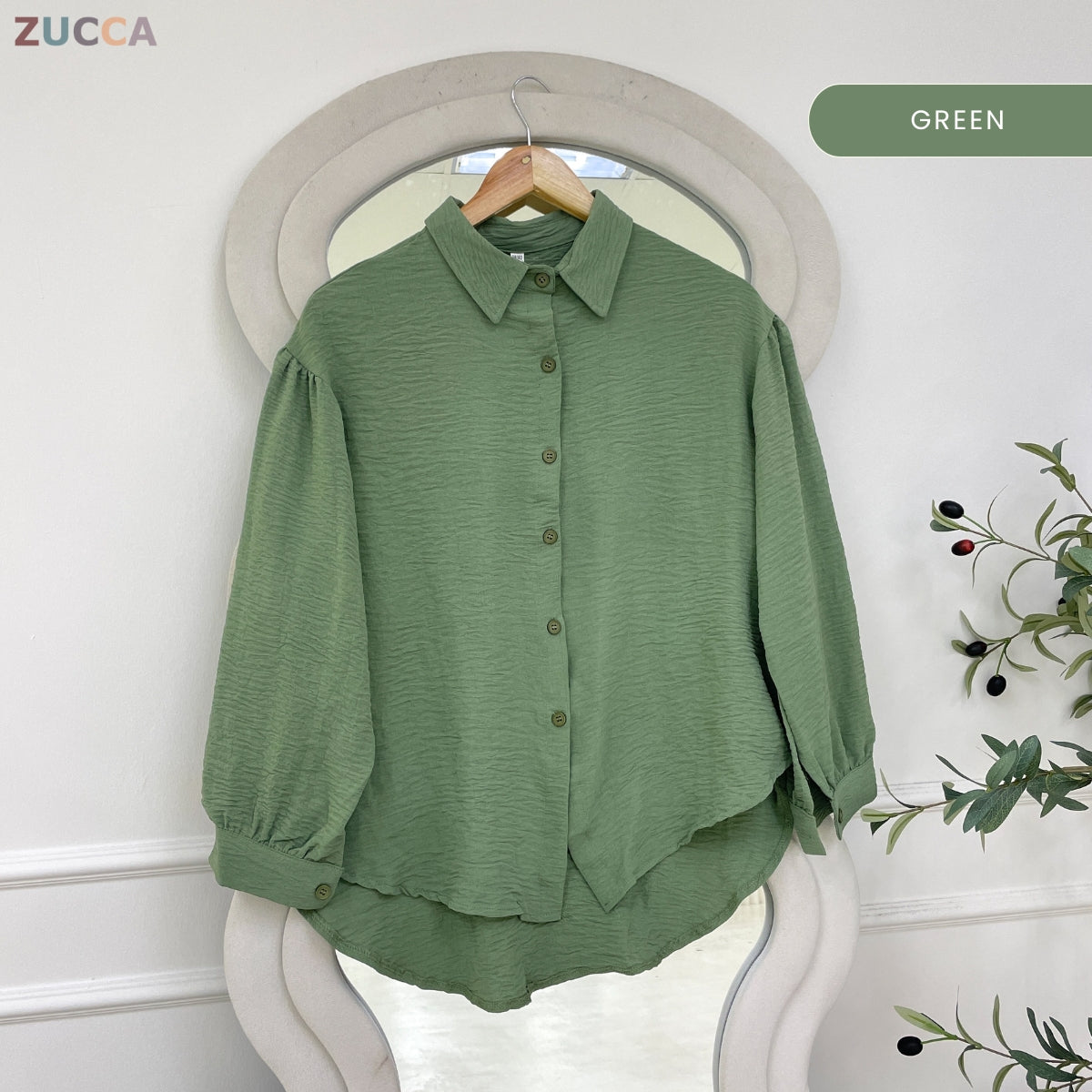ZUCCA KASHFIA WOMEN PLAIN FULL BUTTON LONG SLEEVE BLOUSE - GC021 (KS8816-3840)