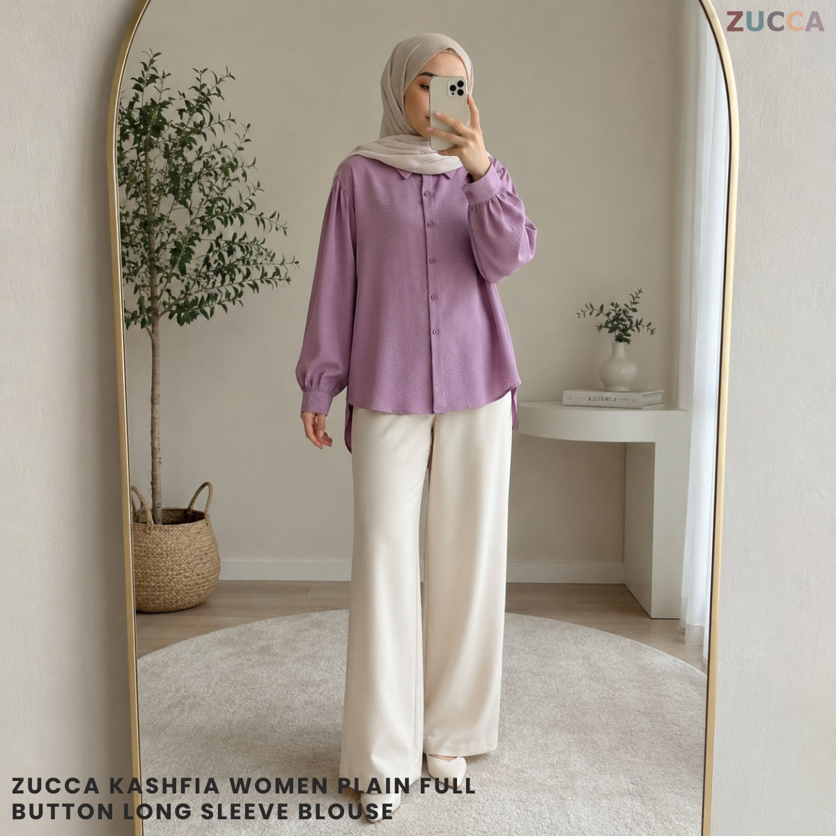 ZUCCA KASHFIA WOMEN PLAIN FULL BUTTON LONG SLEEVE BLOUSE - GC021 (KS8816-3840)
