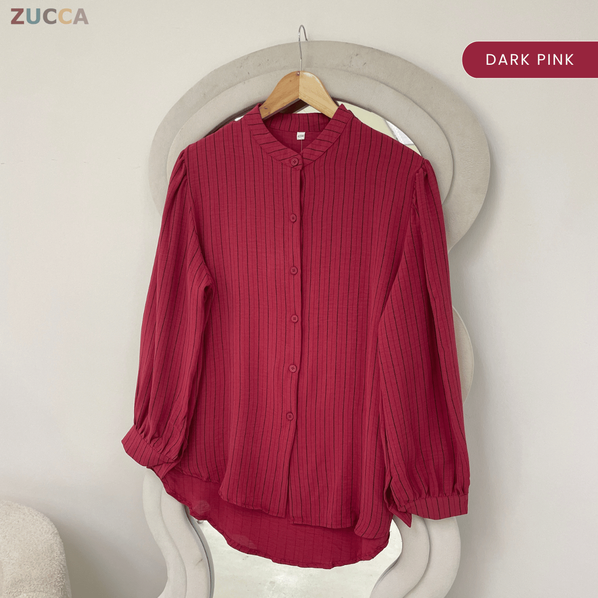 ZUCCA ELIJAH TEXTURED STRIPE CASUAL BUTTON BLOUSE - GC023 (KS8822-3840)