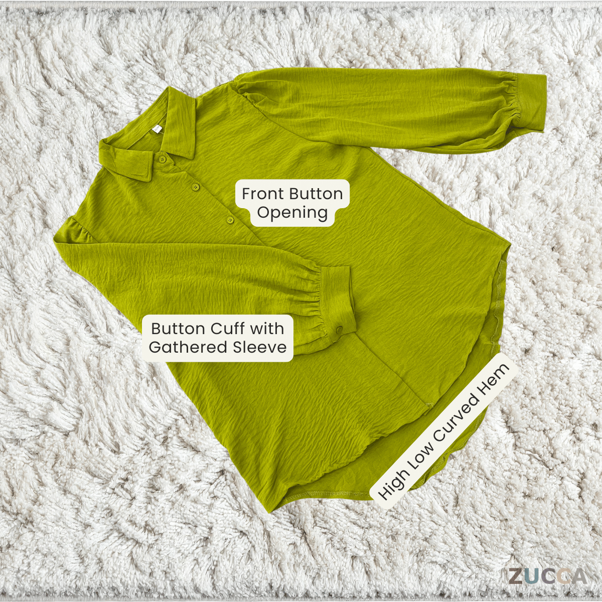 ZUCCA KALILA WRINKLE LONG SLEEVE BUTTON BLOUSE - GC024 (KS408-19B, KS408-18B)
