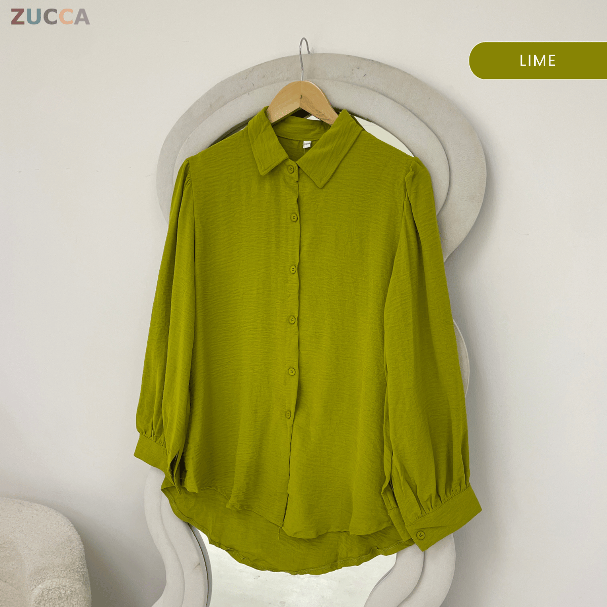 ZUCCA KALILA WRINKLE LONG SLEEVE BUTTON BLOUSE - GC024 (KS408-19B, KS408-18B)