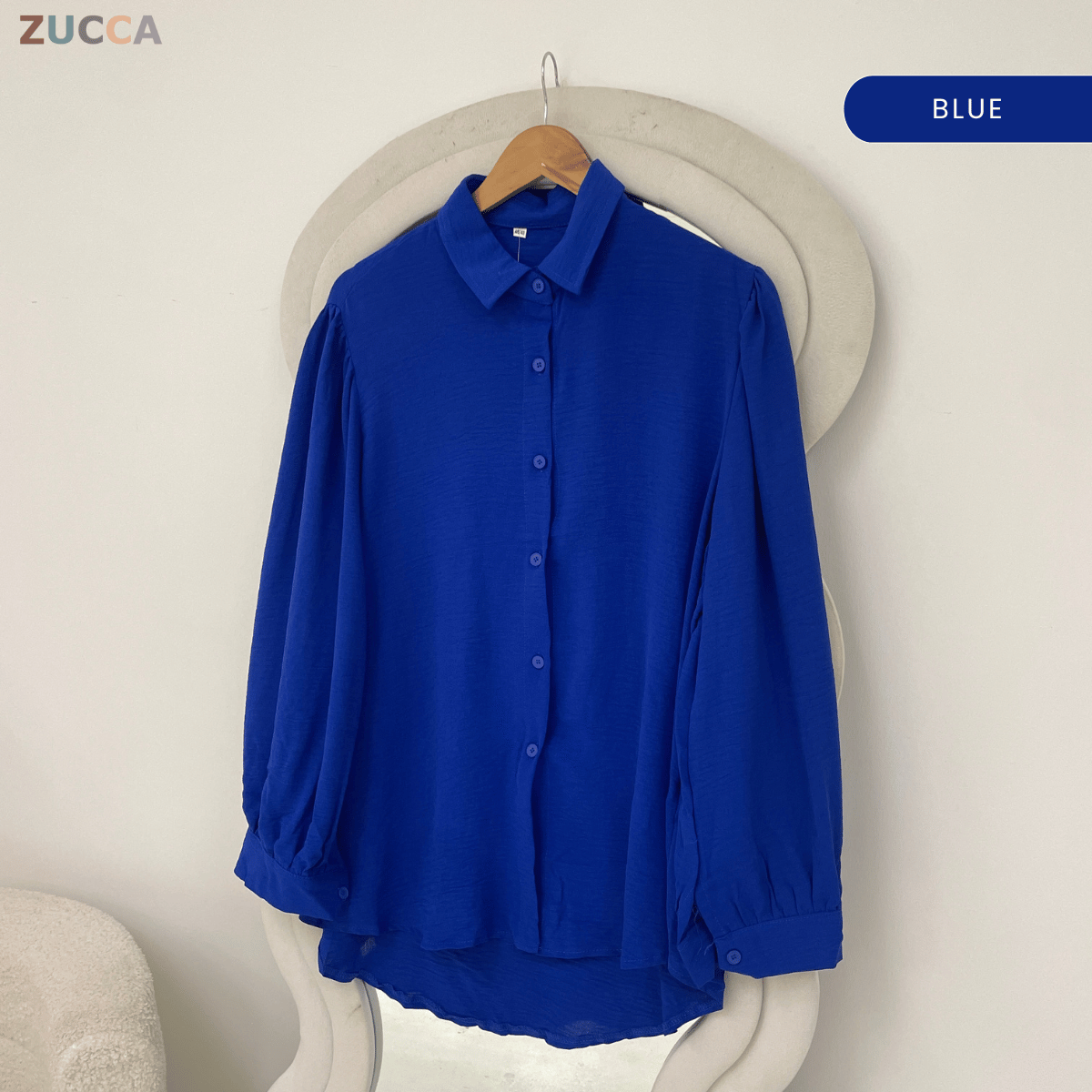 ZUCCA KALILA WRINKLE LONG SLEEVE BUTTON BLOUSE - GC024 (KS408-19B, KS408-18B)