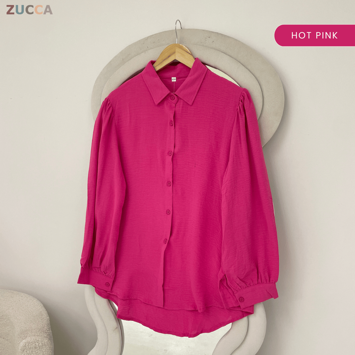 ZUCCA KALILA WRINKLE LONG SLEEVE BUTTON BLOUSE - GC024 (KS408-19B, KS408-18B)