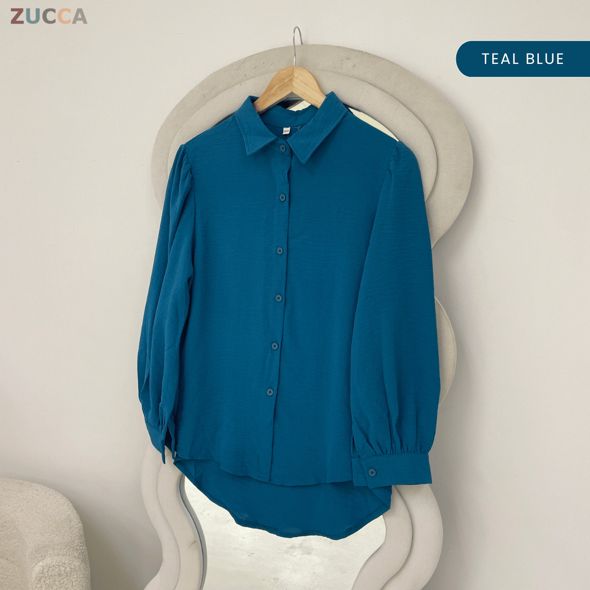 ZUCCA KALILA WRINKLE LONG SLEEVE BUTTON BLOUSE - GC024 (KS408-19B, KS408-18B)