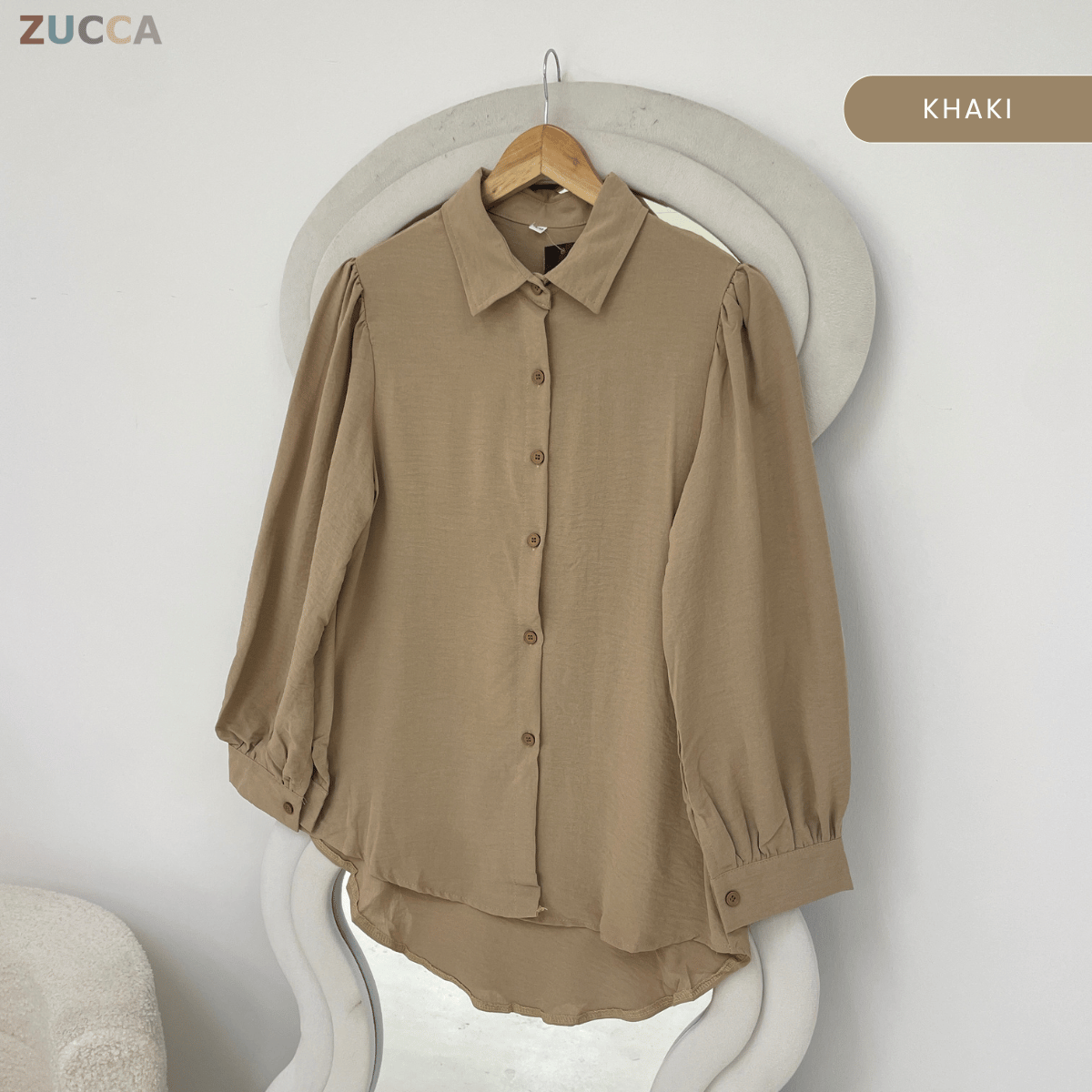 ZUCCA KALILA WRINKLE LONG SLEEVE BUTTON BLOUSE - GC024 (KS408-19B, KS408-18B)
