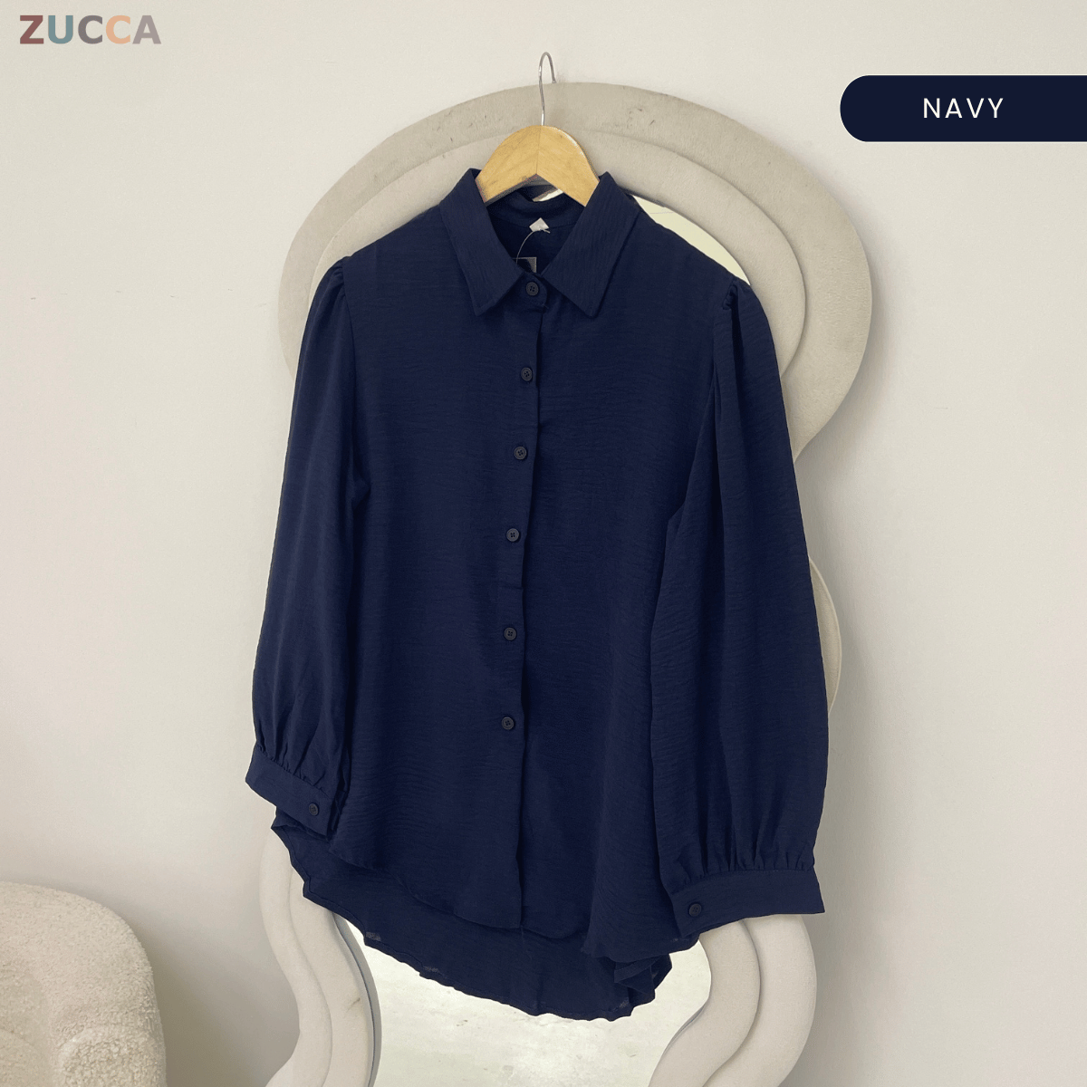 ZUCCA KALILA WRINKLE LONG SLEEVE BUTTON BLOUSE - GC024 (KS408-19B, KS408-18B)