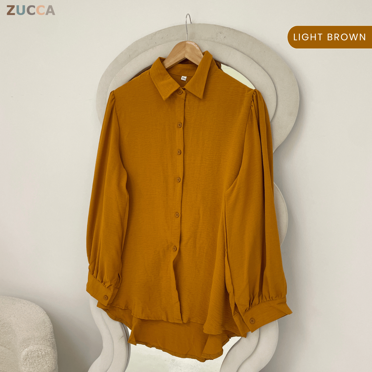 ZUCCA KALILA WRINKLE LONG SLEEVE BUTTON BLOUSE - GC024 (KS408-19B, KS408-18B)