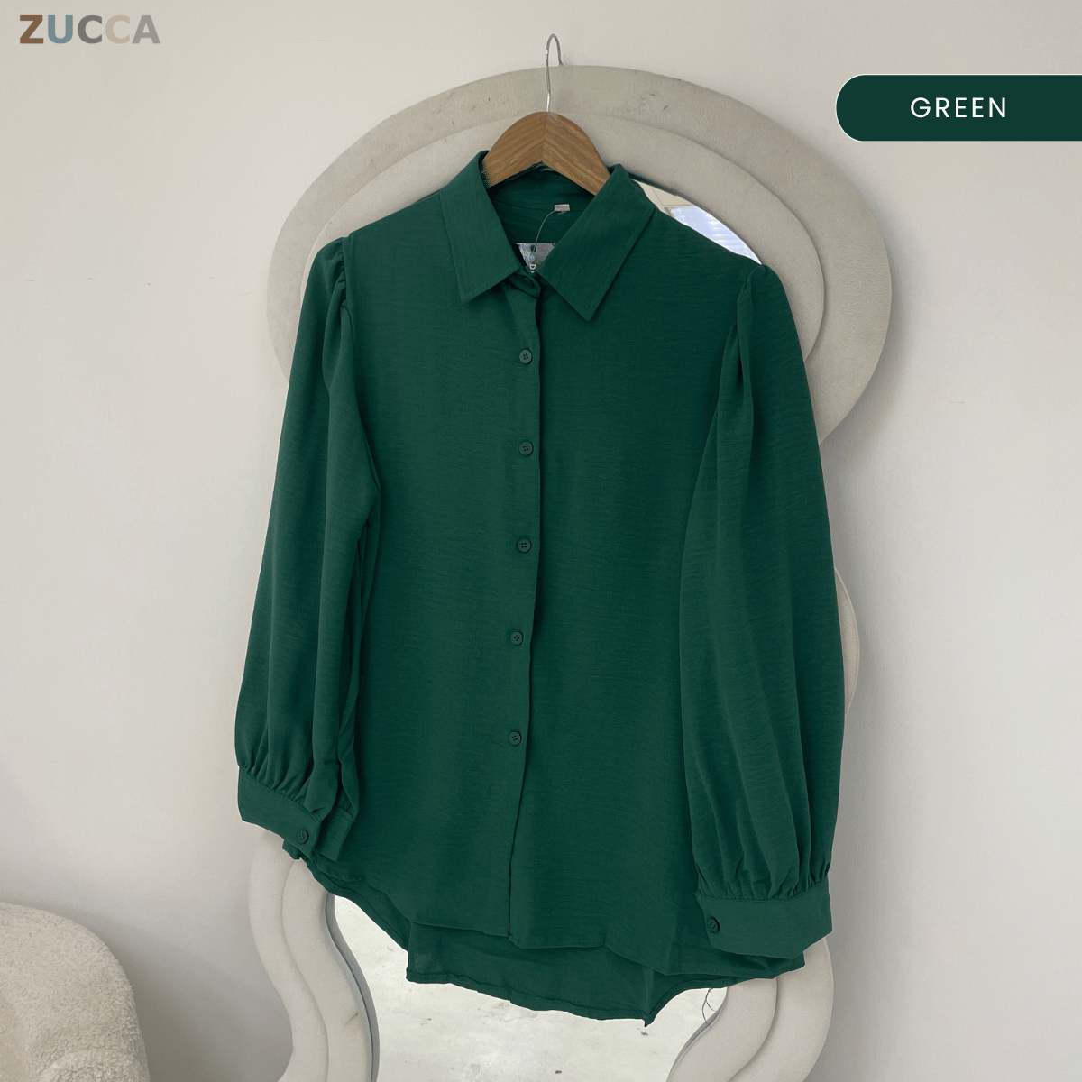 ZUCCA KALILA WRINKLE LONG SLEEVE BUTTON BLOUSE - GC024 (KS408-19B, KS408-18B)