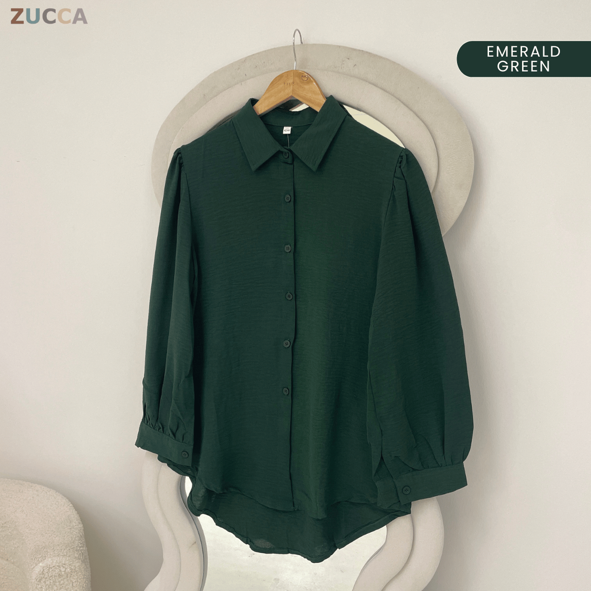 ZUCCA KALILA WRINKLE LONG SLEEVE BUTTON BLOUSE - GC024 (KS408-19B, KS408-18B)