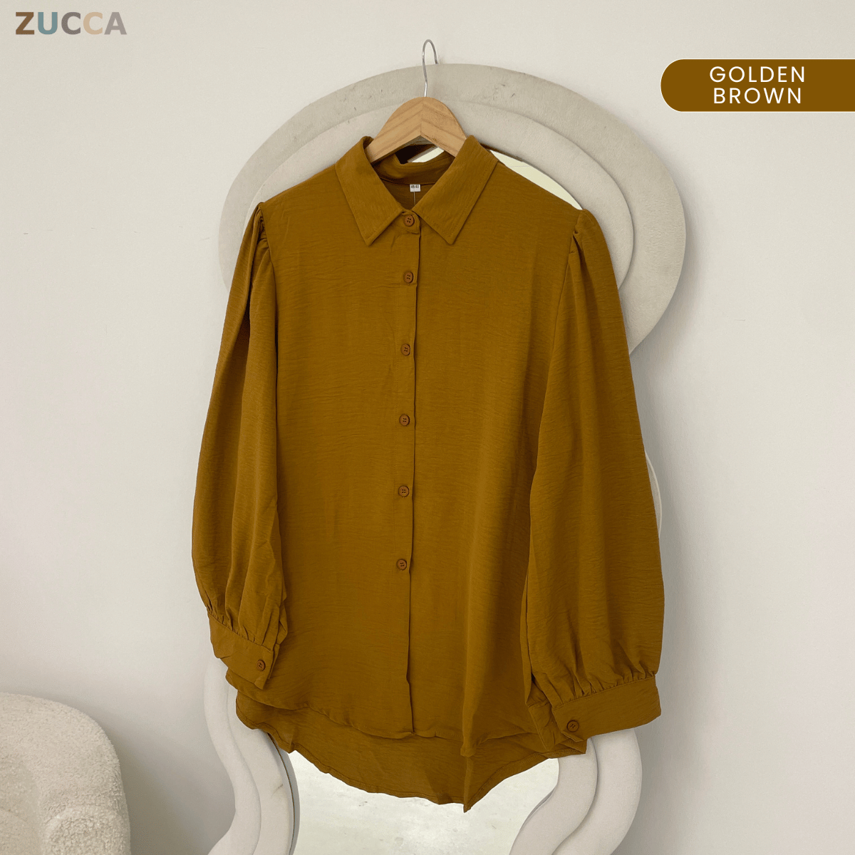 ZUCCA KALILA WRINKLE LONG SLEEVE BUTTON BLOUSE - GC024 (KS408-19B, KS408-18B)