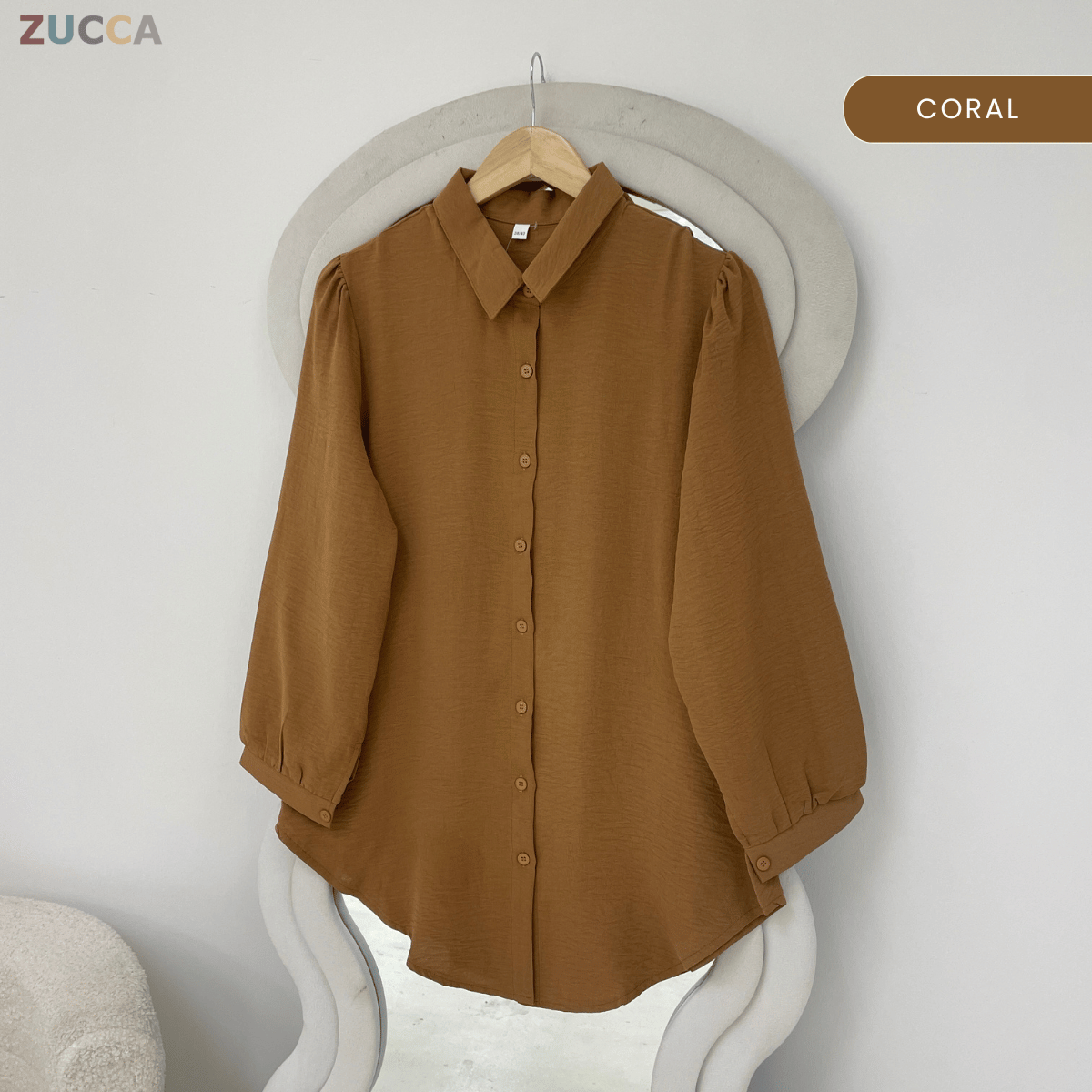 ZUCCA JAMIA ELEGENT TEXTURED BUTTON BLOUSE  - GC025 (KPK 41651-2p /-3p / 41651 & 41652)