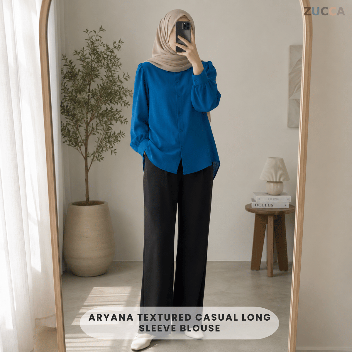 ZUCCA ARYANA TEXTURED CASUAL LONG SLEEVE BLOUSE-GC026(KS408-8B)