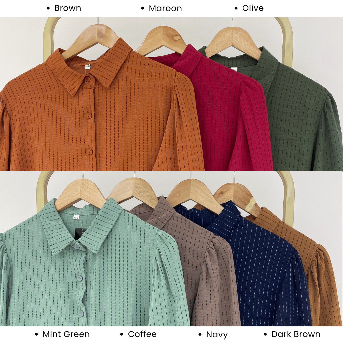 ZUCCA ELINA CASUAL STRIPE MODEST BLOUSE-GC027(KK8819)